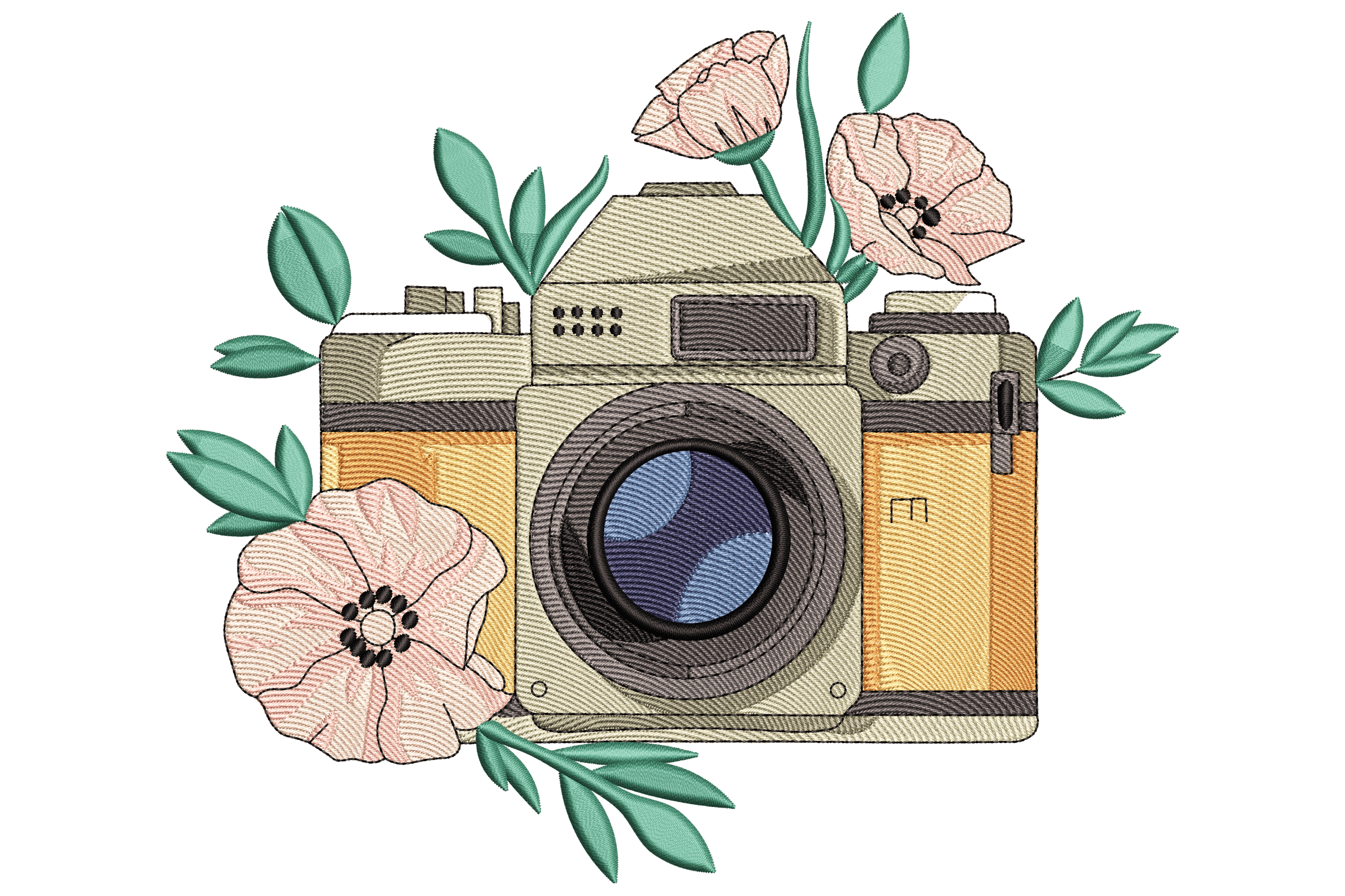 Floral Camera – Vintage Photography Embroidery Design