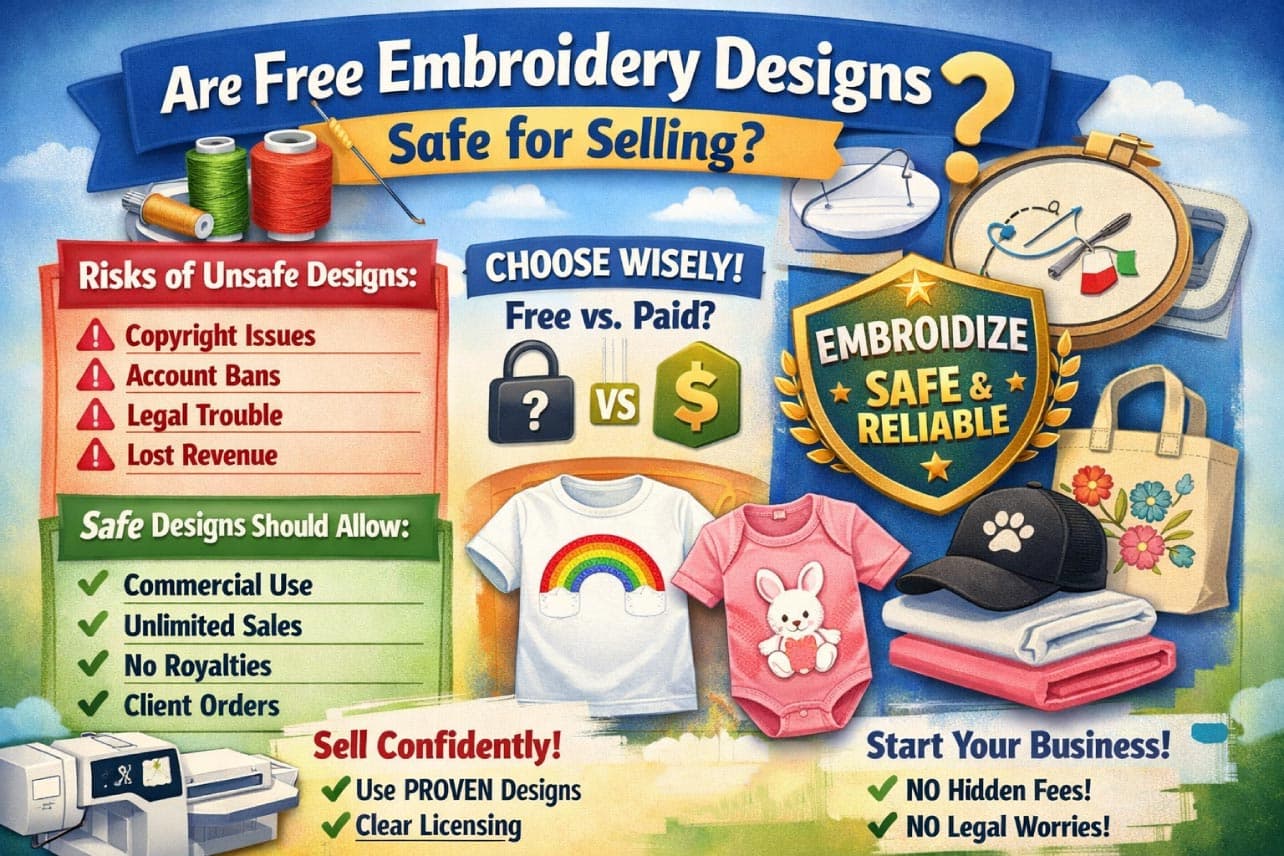 Are Free Embroidery Designs Safe for Selling Products? (Complete Guide)