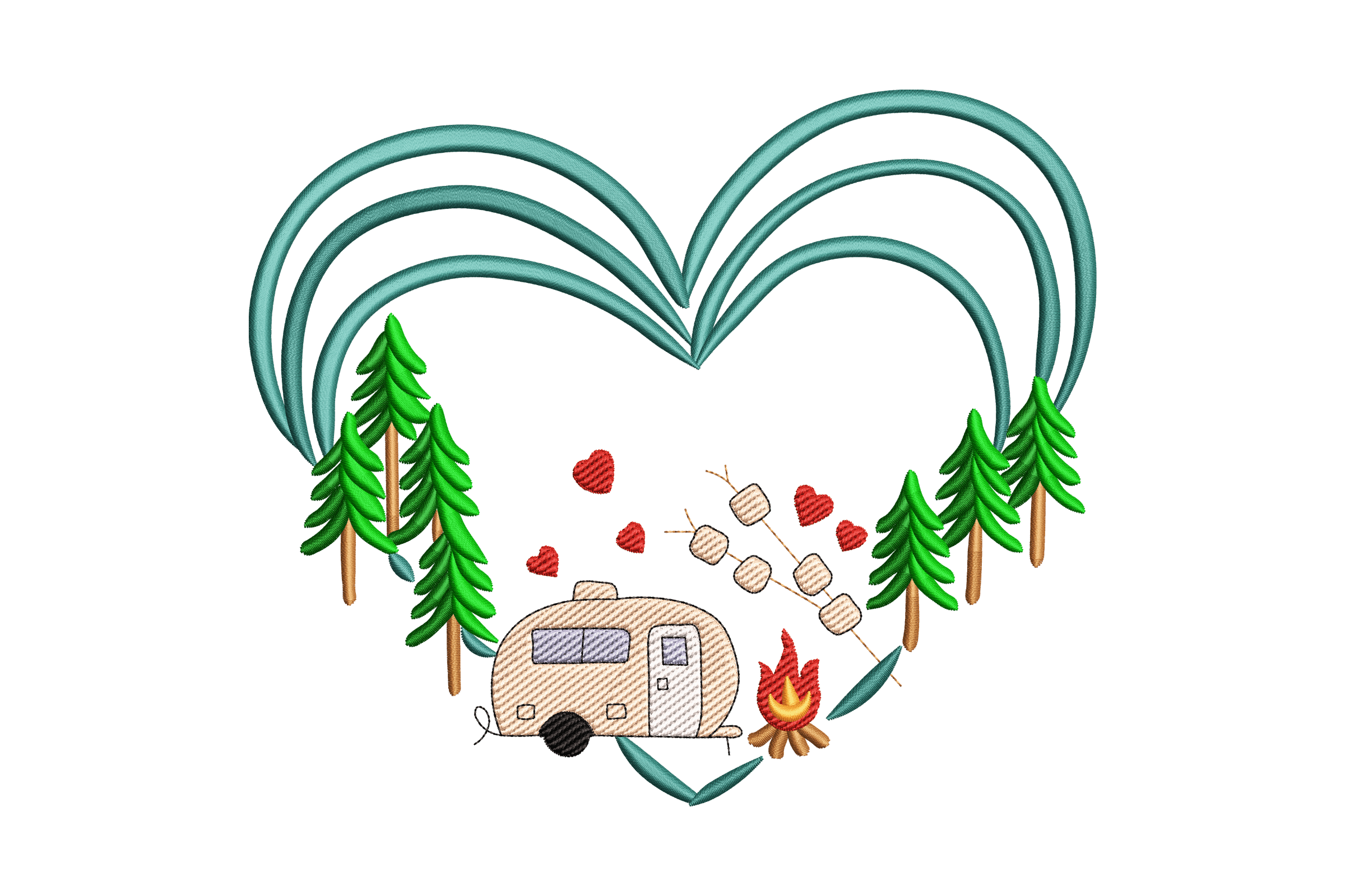 Camping Heart – Cozy Camper Embroidery Design