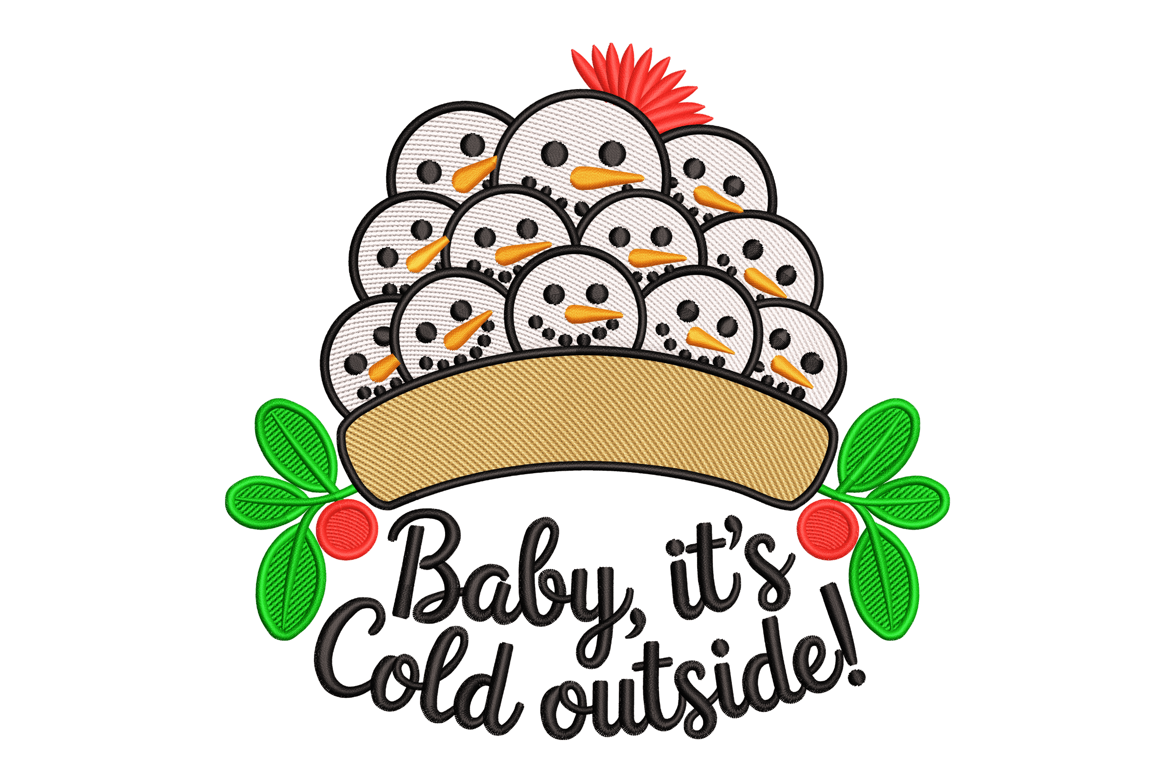 Baby, It’s Cold Outside – Snowman Pile Embroidery Design