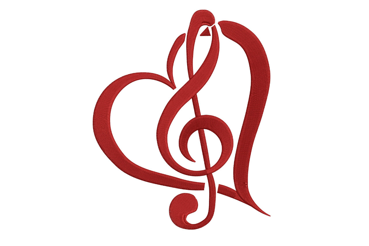 Music Heart Treble Clef – Machine Embroidery Design