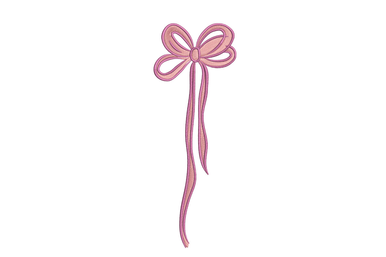 Pink Ribbon Bow – Cute Gift Topper Embroidery Design