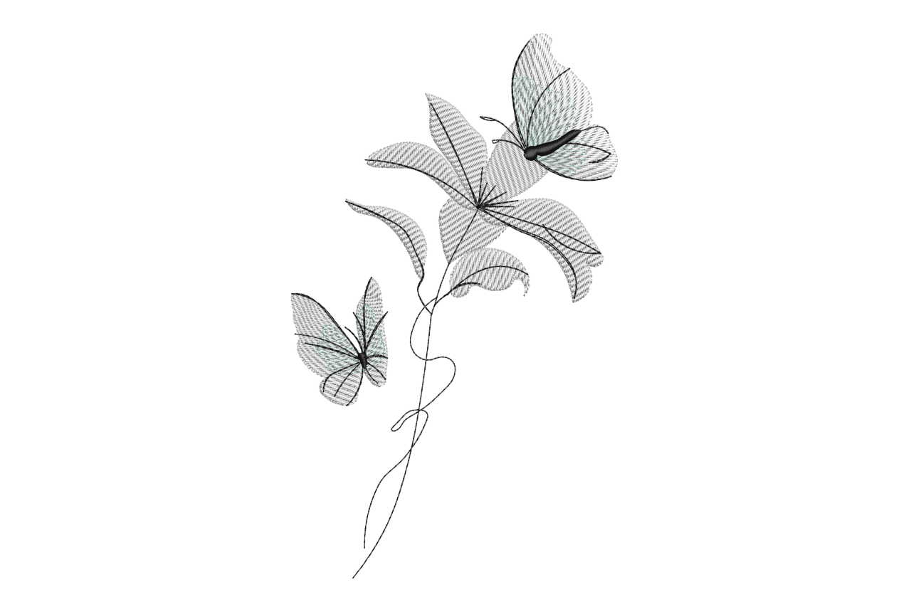 Butterfly Lily Sketch – Minimal Floral Embroidery Design