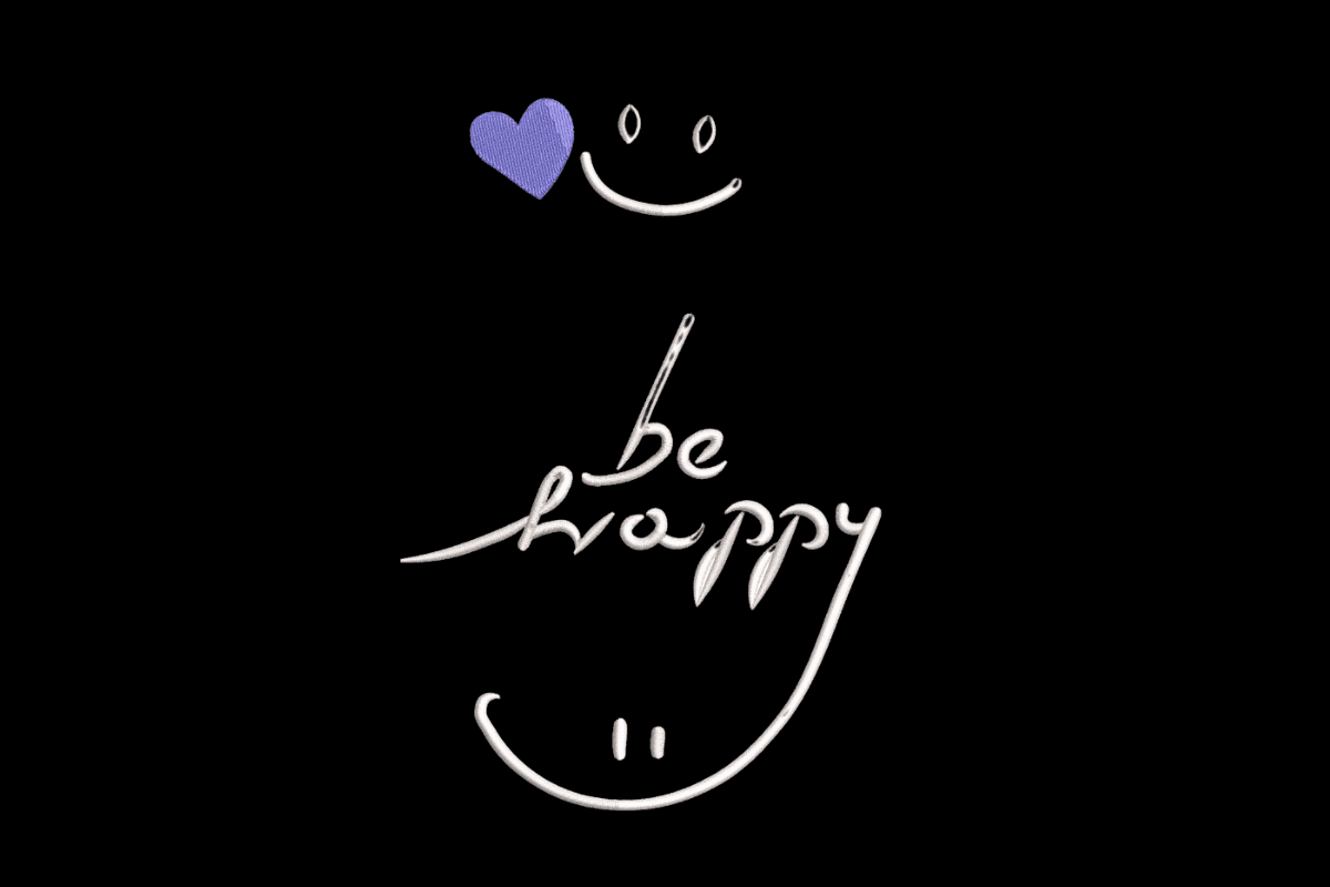 Be Happy Smile Quote – Minimal Embroidery Design