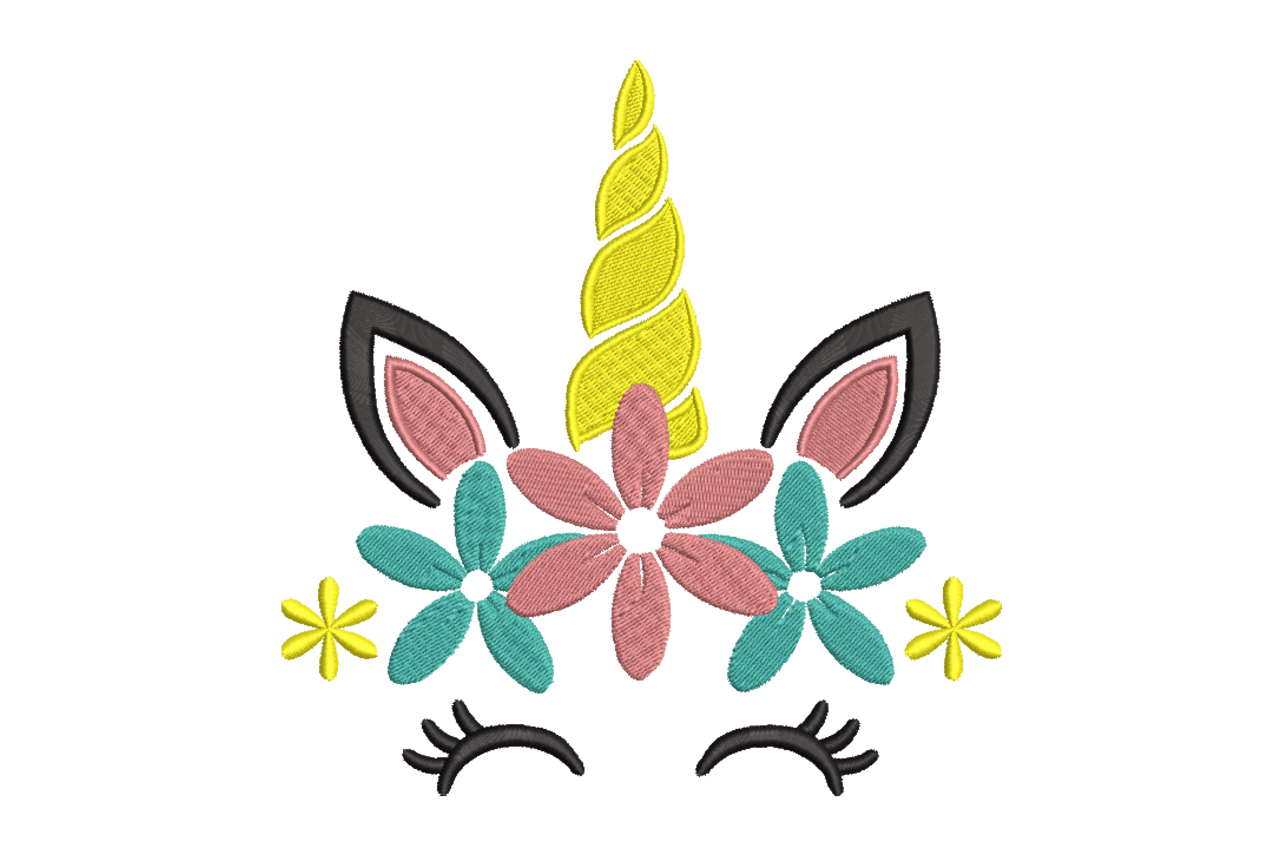 Floral Unicorn Face – Cute Embroidery Design