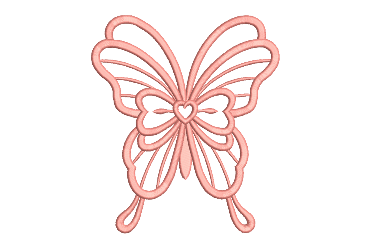 Butterfly Bow Embroidery Design – Pink Ribbon Butterfly