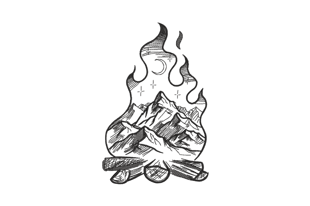 Mountain Campfire – Sketch Outdoors Embroidery Design