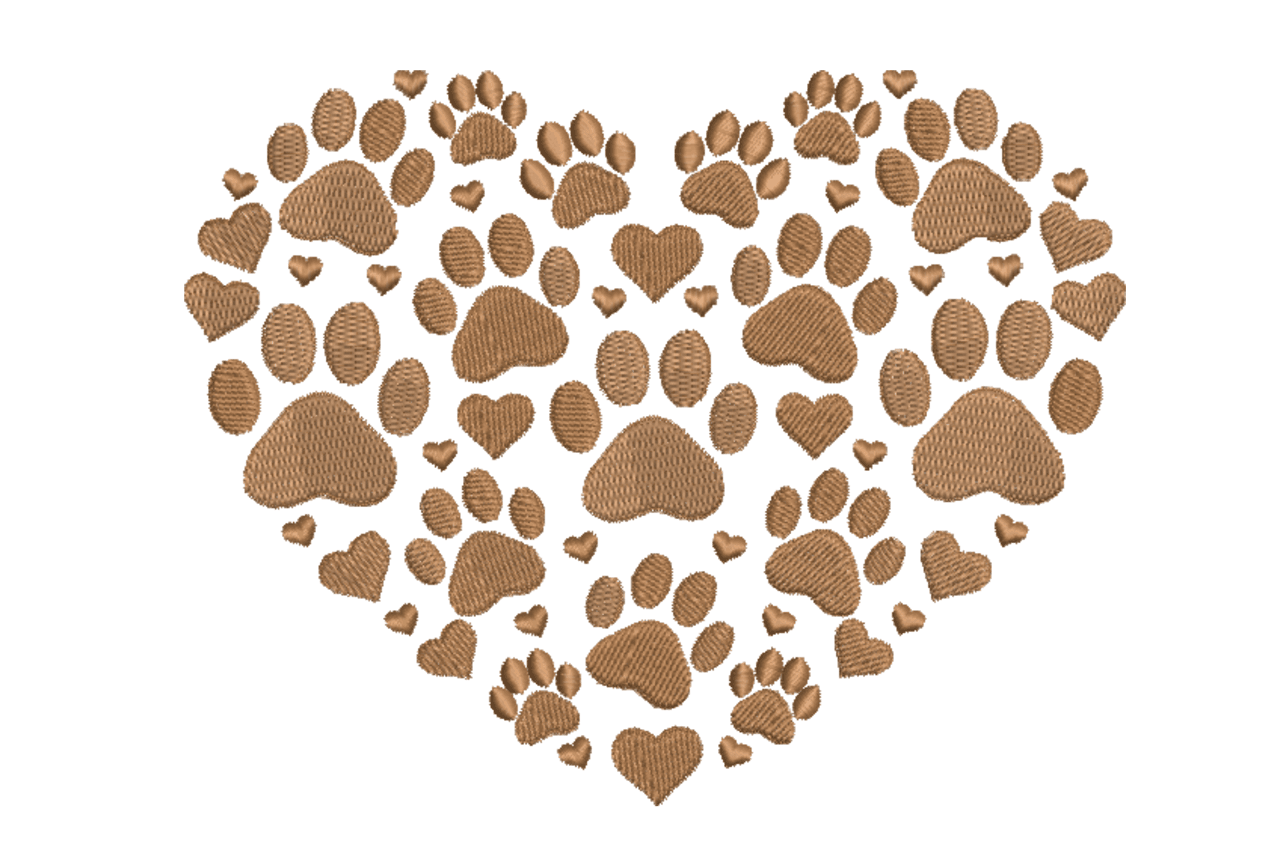 Paw Print Heart – Lover Embroidery Design