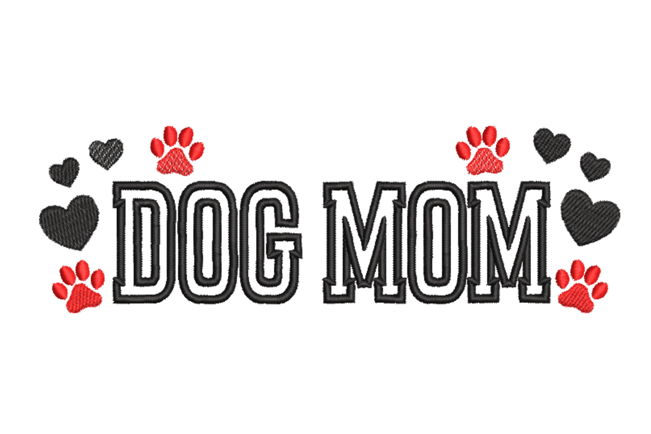 Dog Mom Paw Print – Cute Pet Embroidery Design
