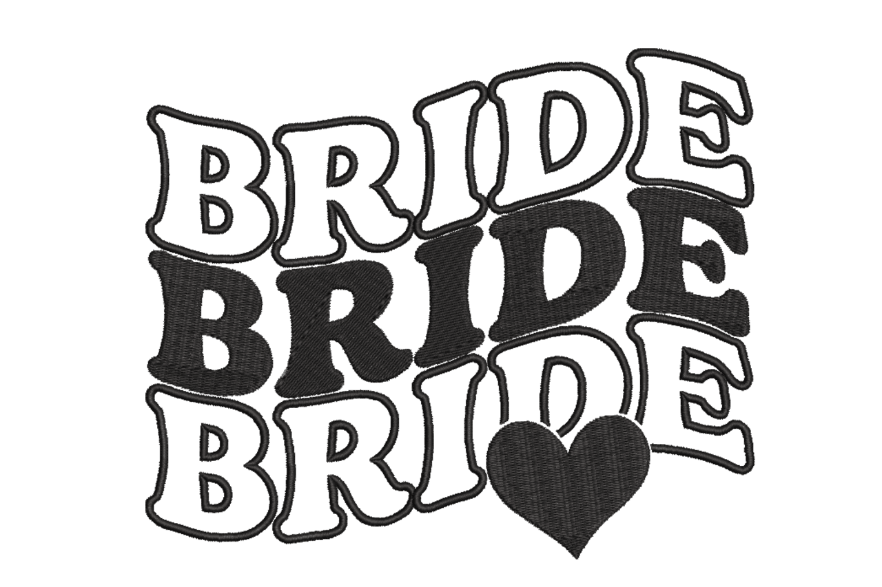 Retro Bride Text – Wedding Embroidery Design