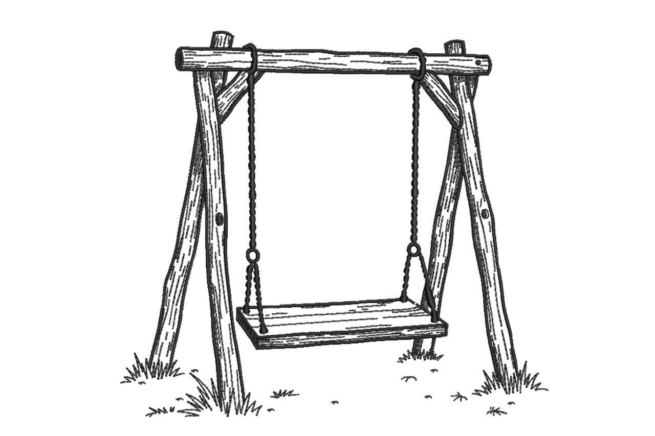 Rustic Garden Swing – Line Art Embroidery Design