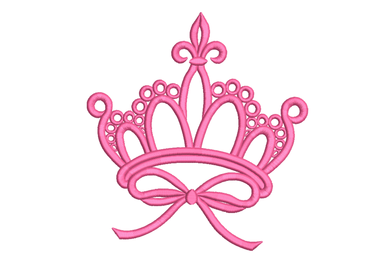 Princess Tiara Bow – Cute Crown Embroidery Design