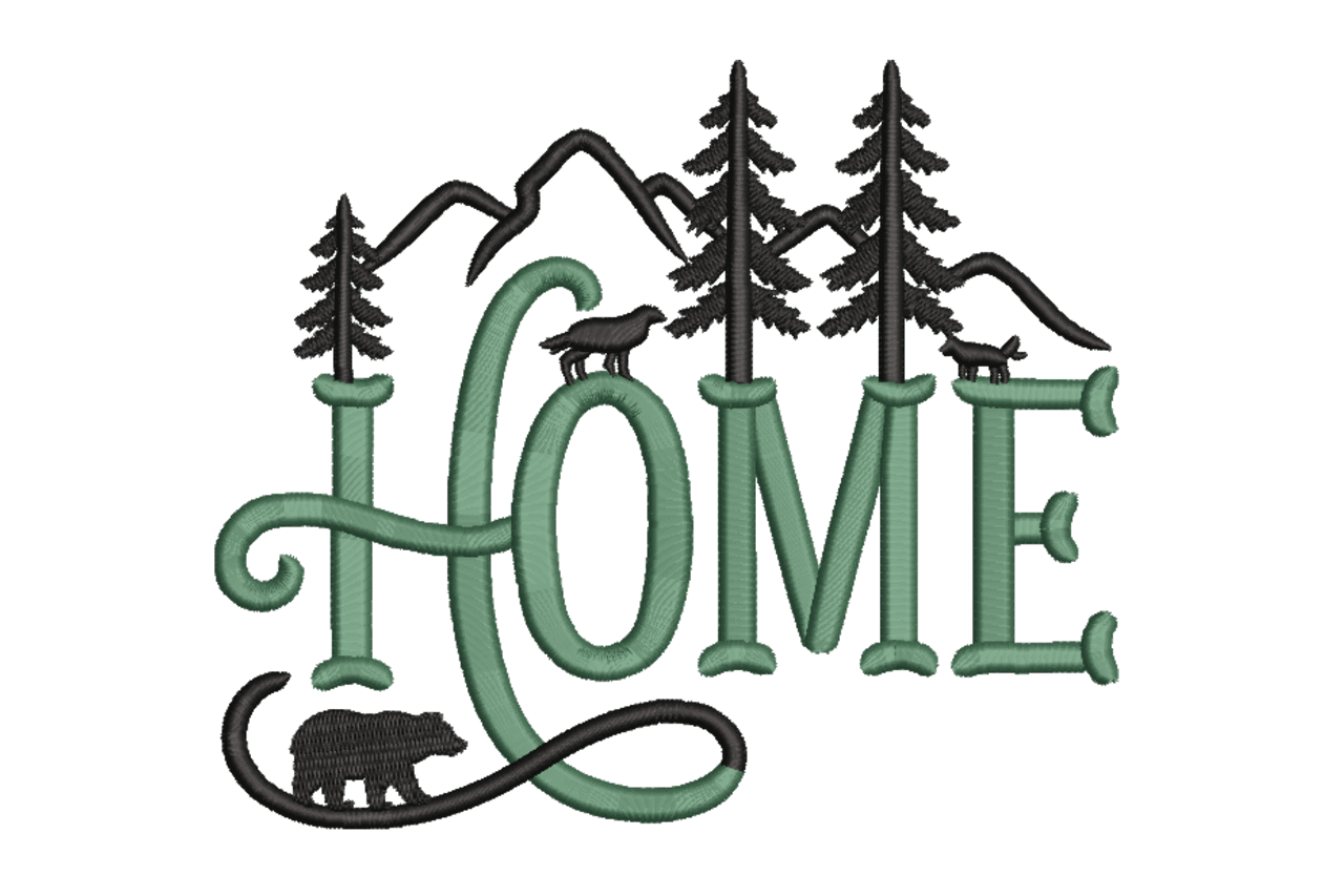 Rustic Mountain Home Embroidery Design