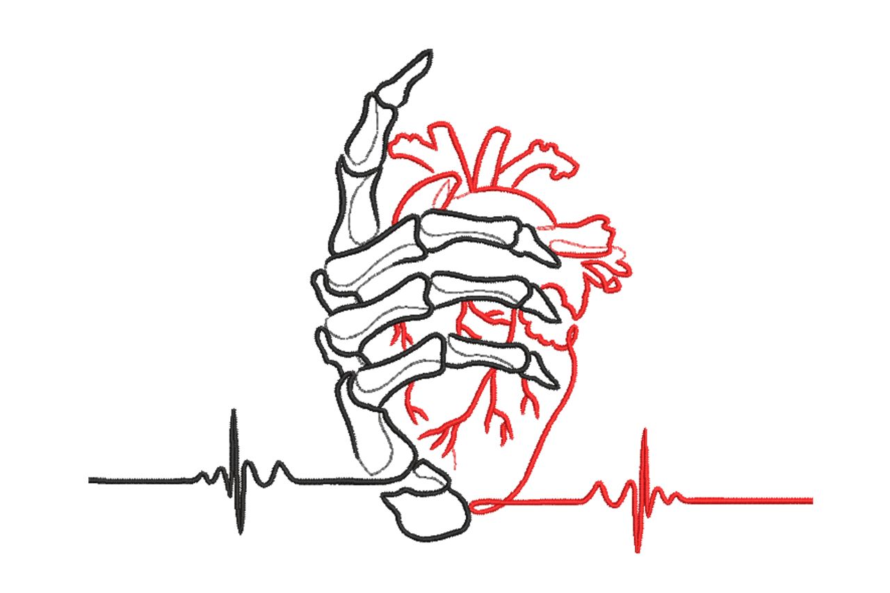 Anatomical Heart Skeleton Embroidery Design