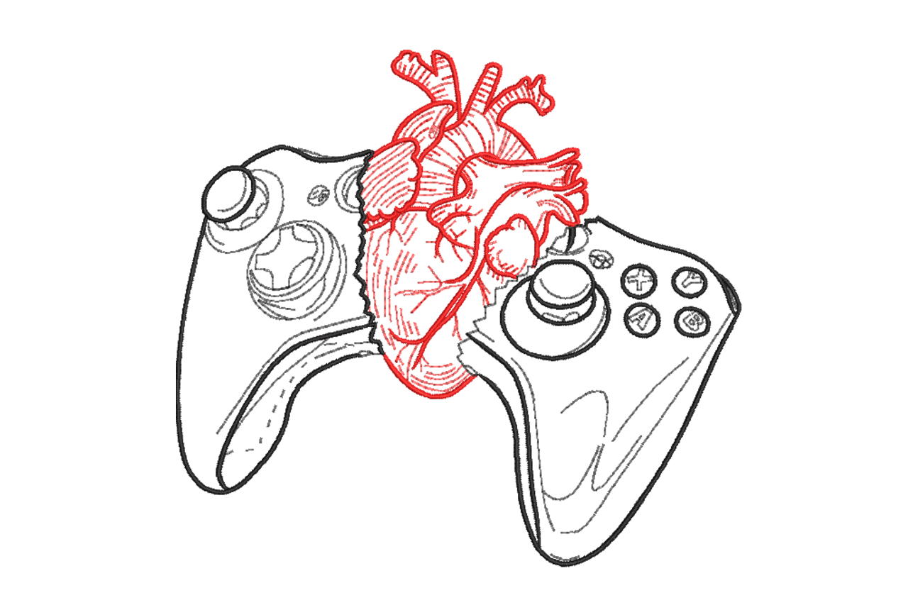 Anatomical Heart Gamer – Embroidery Design