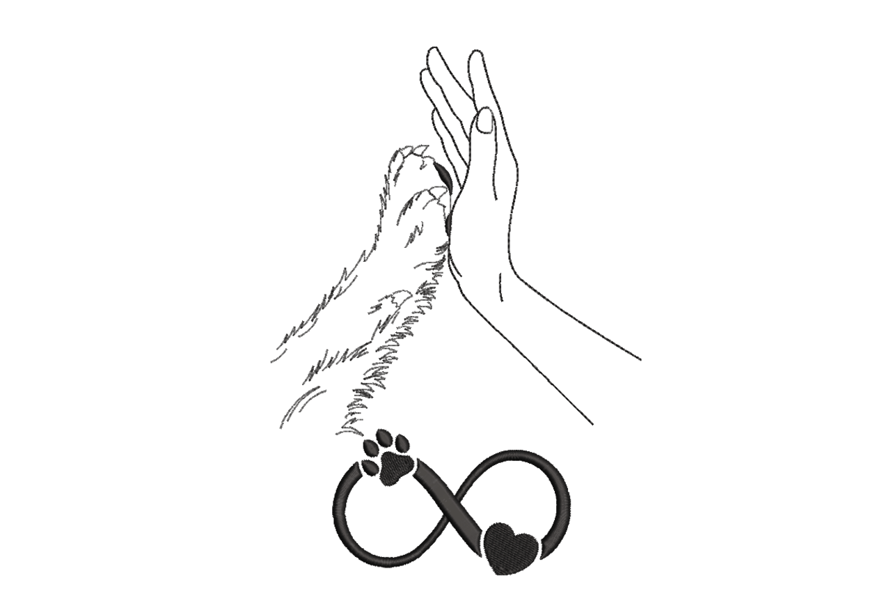 Dog & Human High Five – Pet Love Embroidery Design