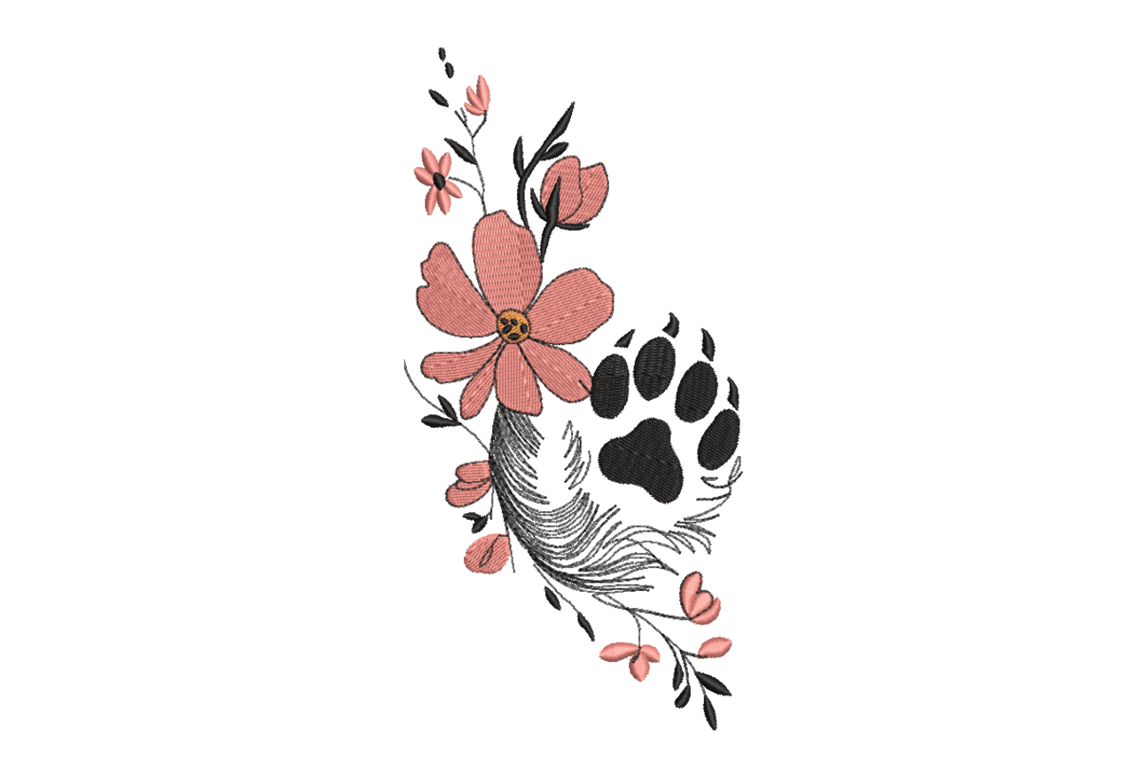 Floral Paw Print – Pet Embroidery Design