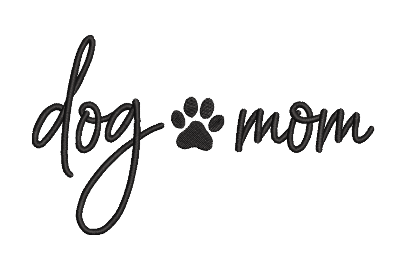 Dog Mom Script with Paw – Embroidery Design