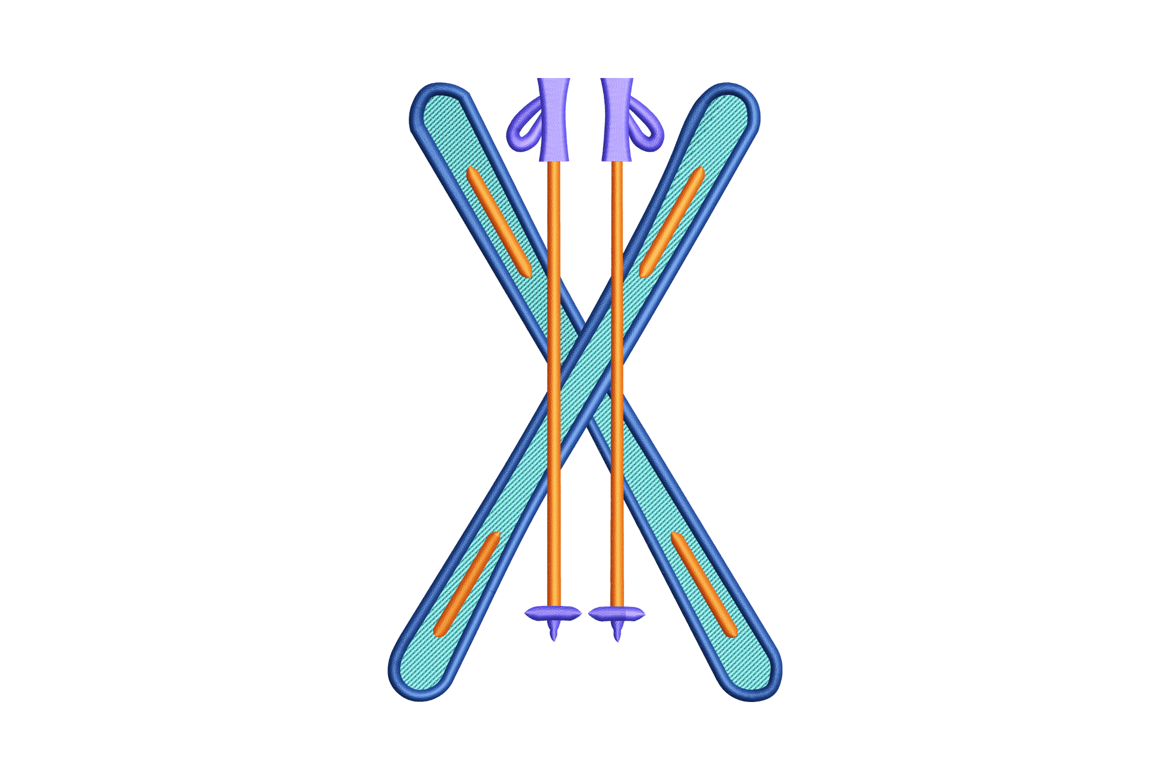 Crossed Skis & Poles – Winter Sports Embroidery Design
