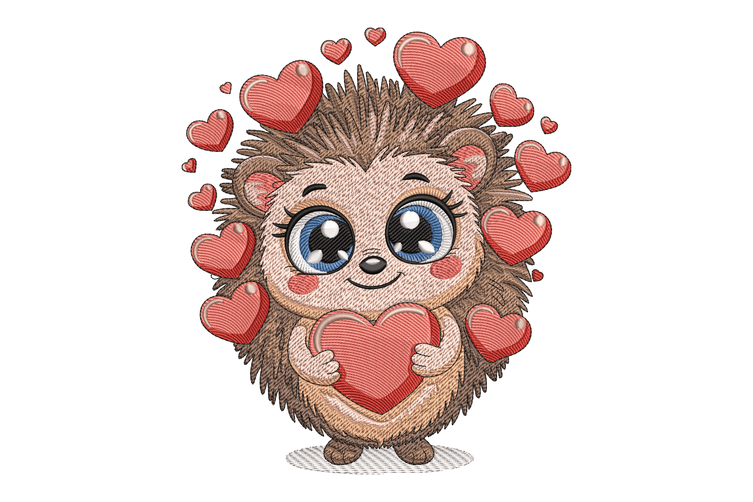 Adorable Hedgehog with Hearts – Cute Embroidery Design