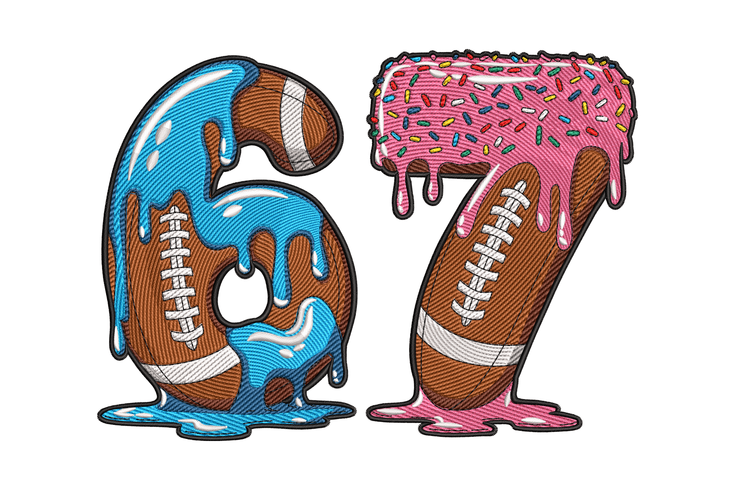 Football Donut Number 67 – Sporty Food Embroidery Design