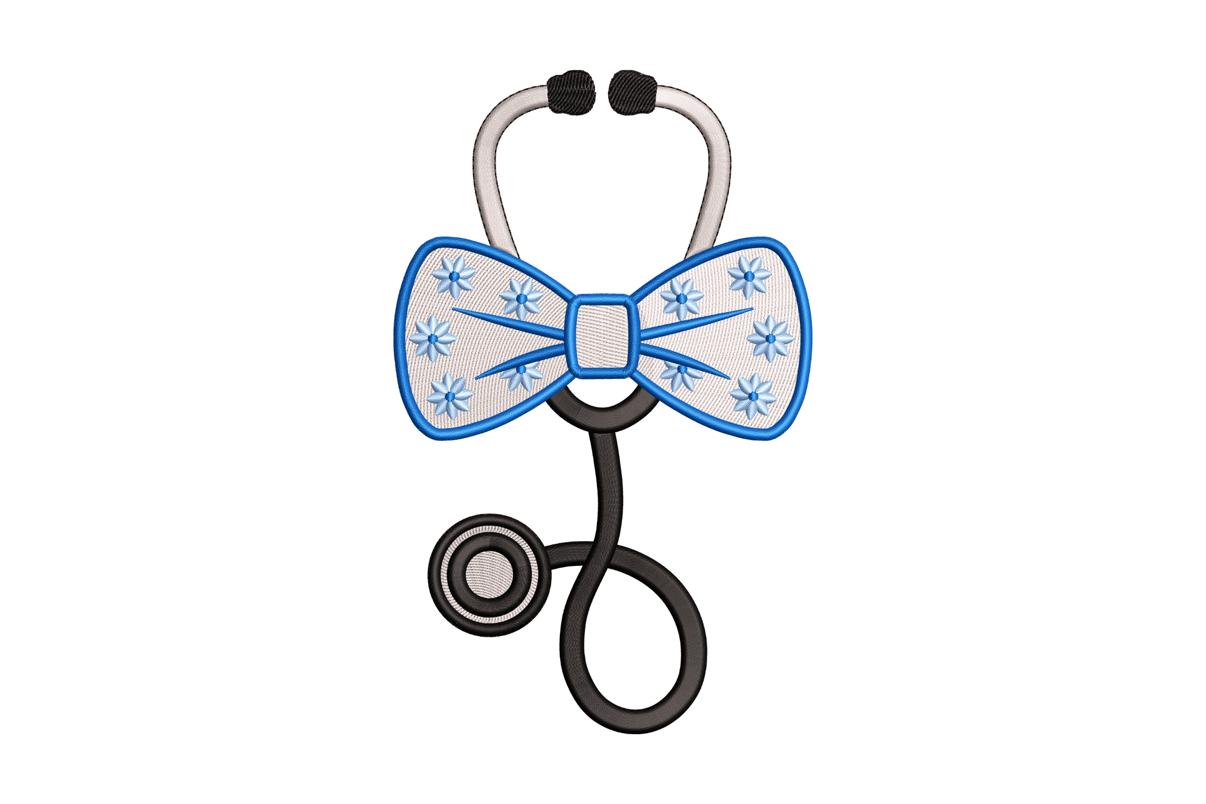 Floral Bow Stethoscope – Cute Medical Embroidery Design