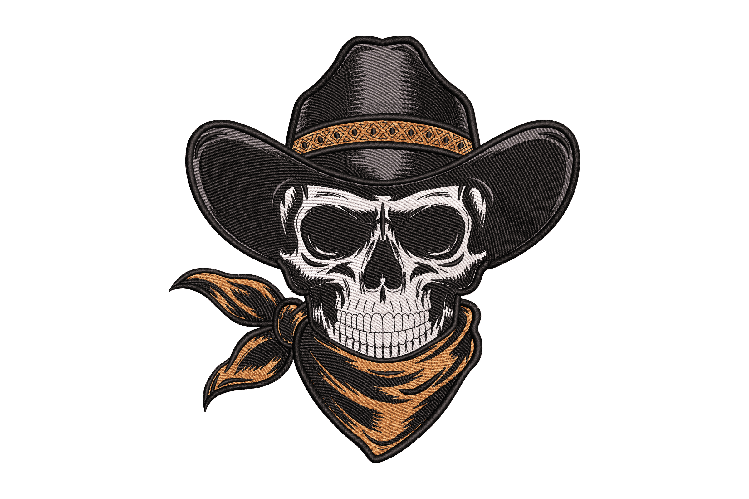Cowboy Skull Outlaw – Western Biker Embroidery Design