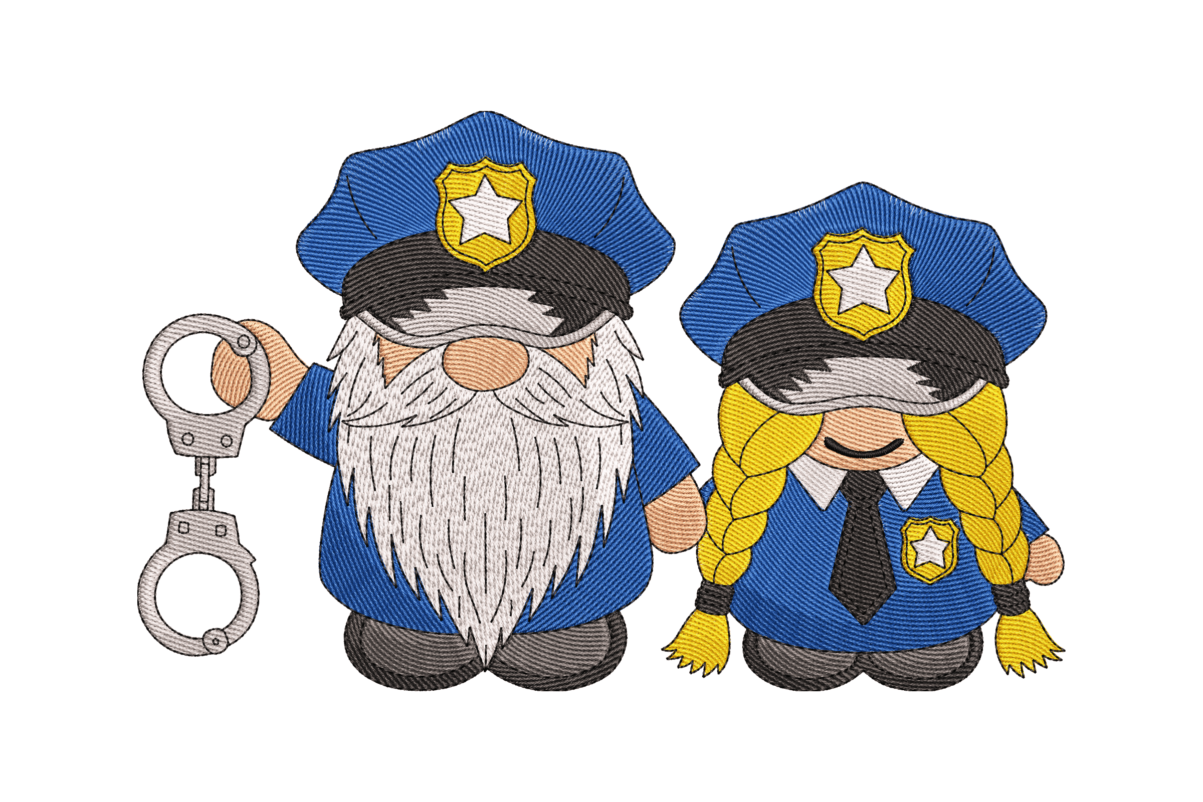 Cute Police Gnomes – Law Embroidery Design
