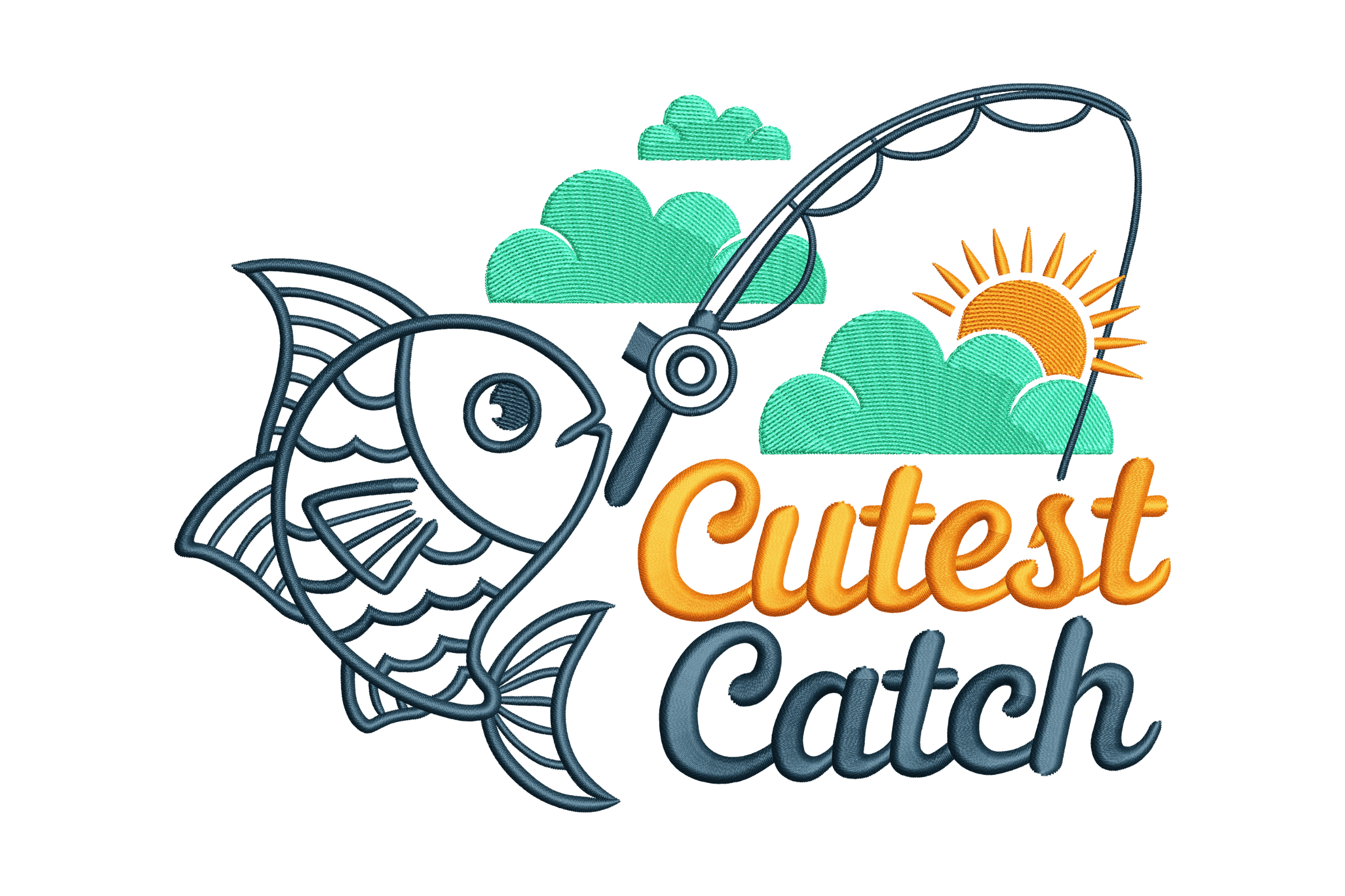 Cutest Catch Fishing Boy Embroidery Design