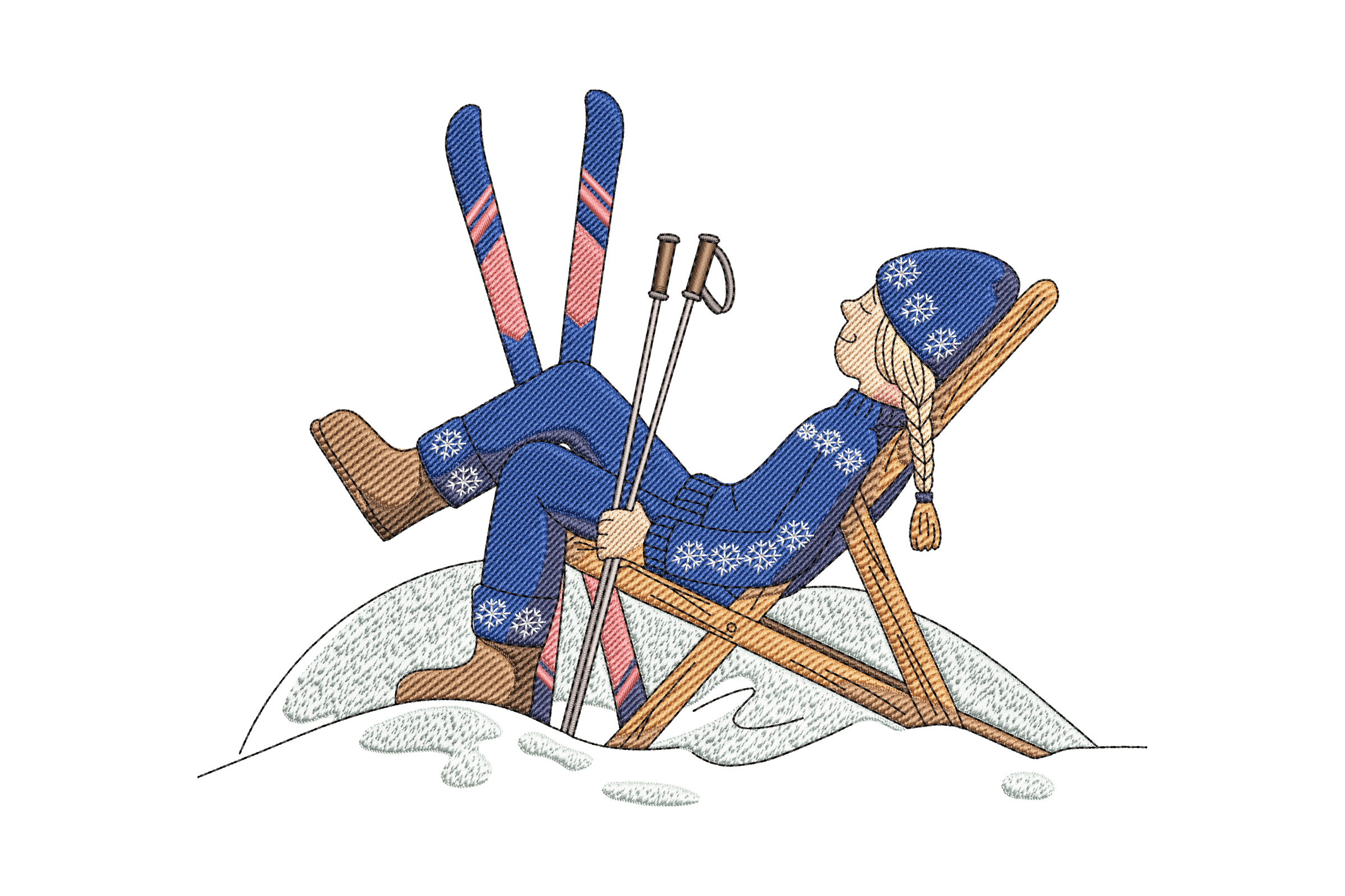 Relaxing Skier Girl – Winter Embroidery Design