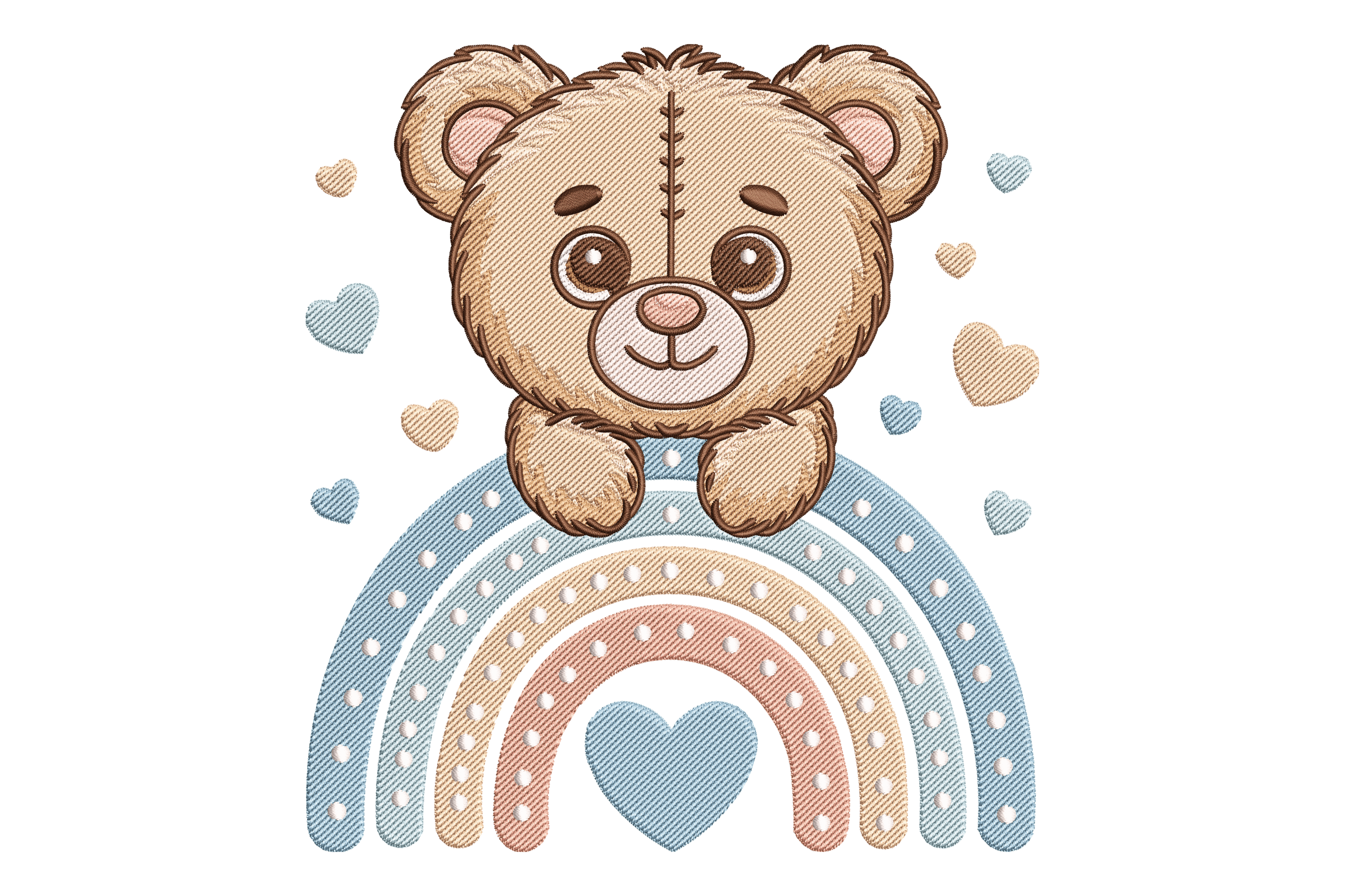 Cute Teddy Bear Rainbow – Baby Embroidery Design
