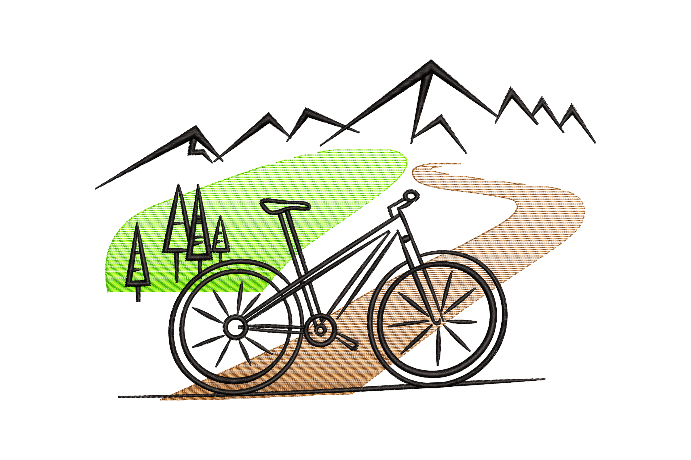 Mountain Bike Adventure – Scenic Nature Embroidery Design