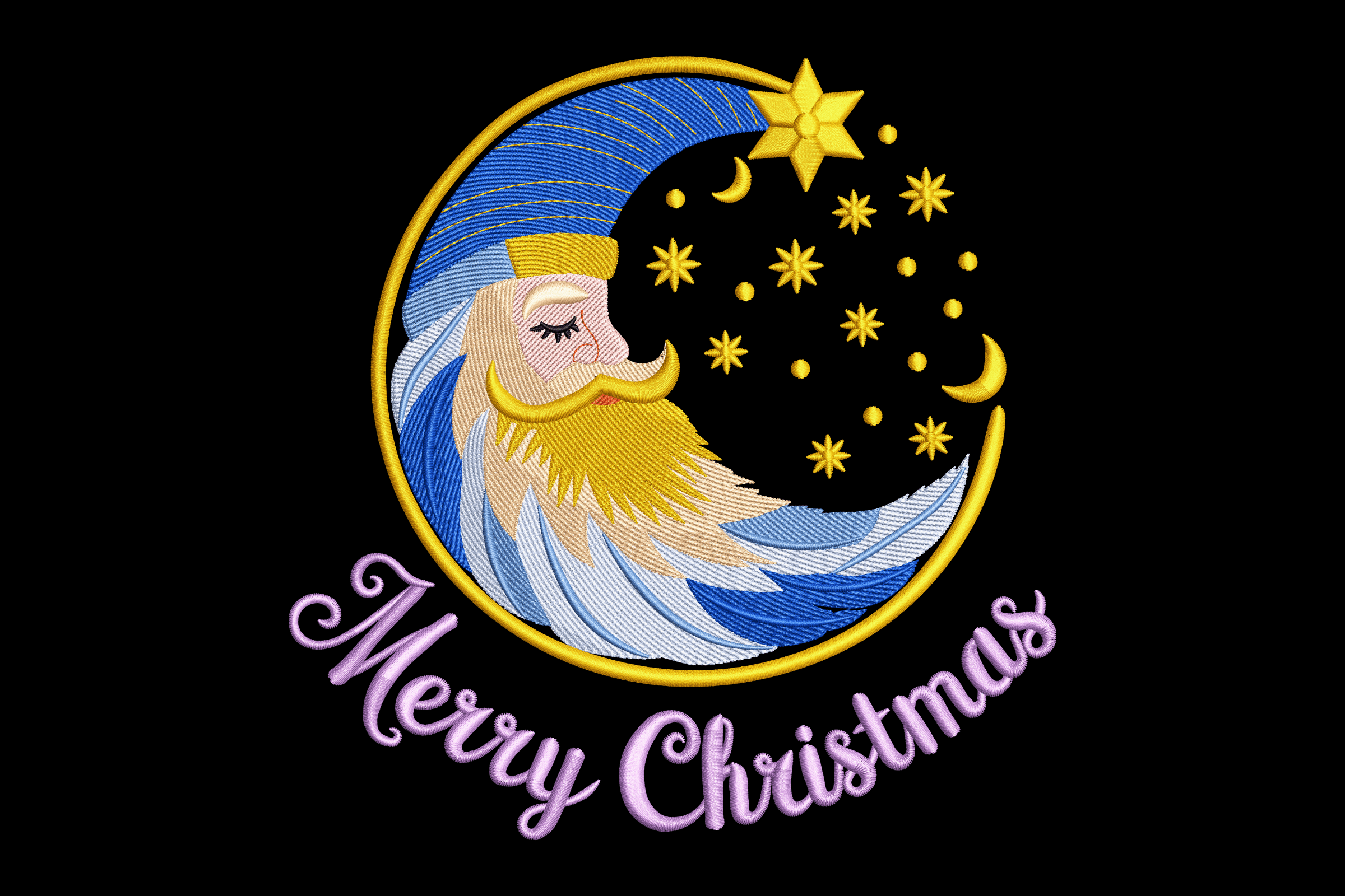 Celestial Santa Moon – Vintage Christmas Embroidery Design