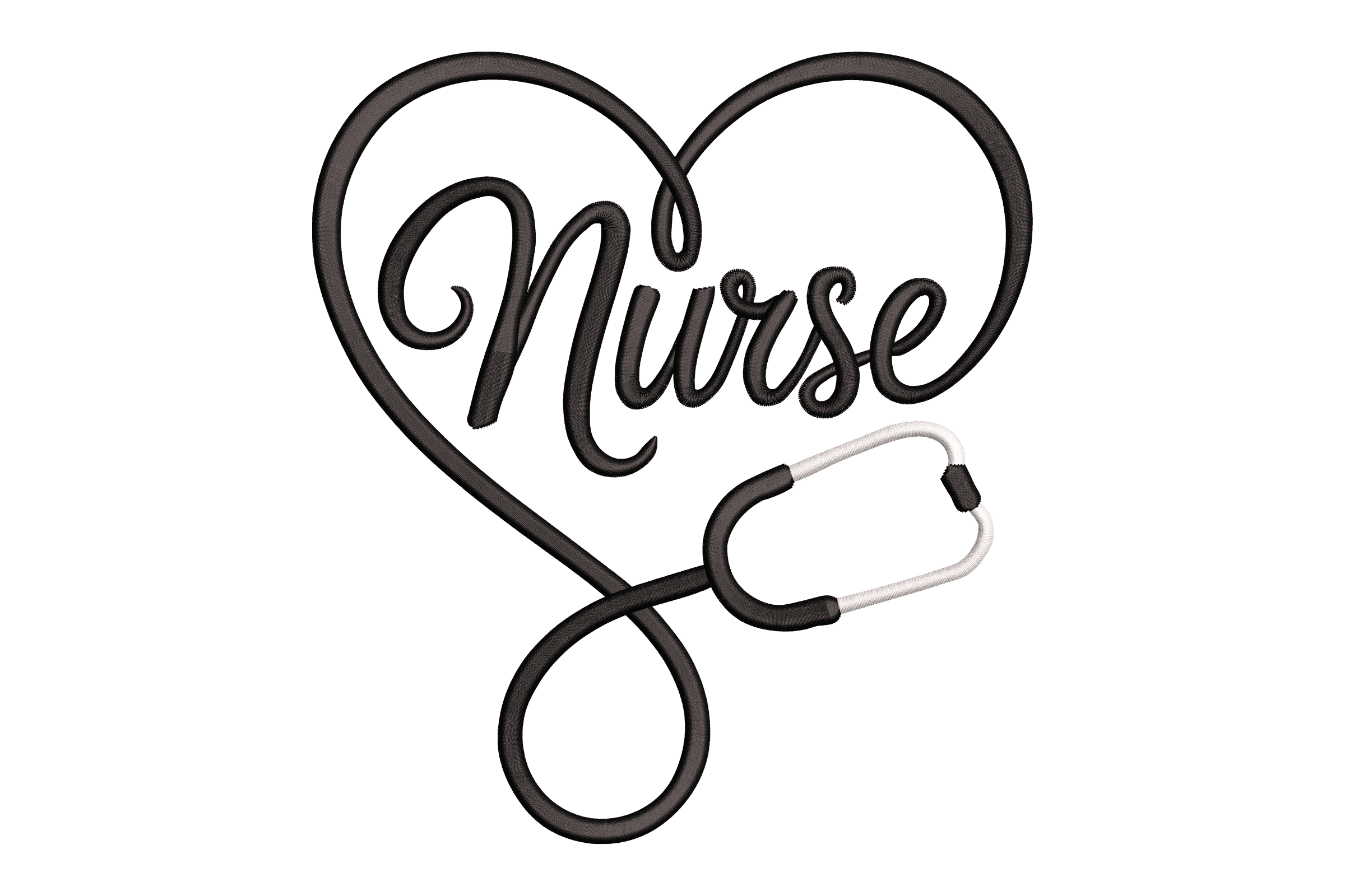 Nurse Heart Stethoscope Embroidery Design