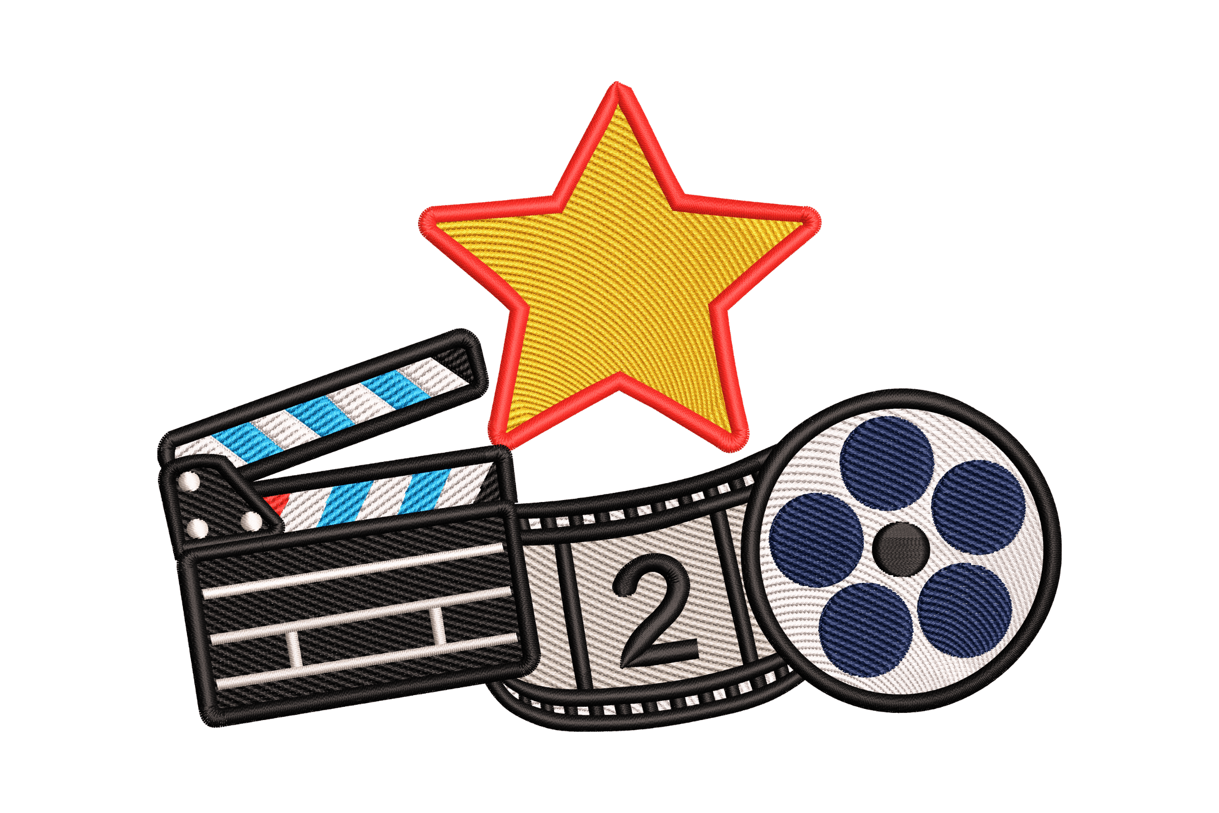 Movie Clapper & Film Reel – Embroidery Design