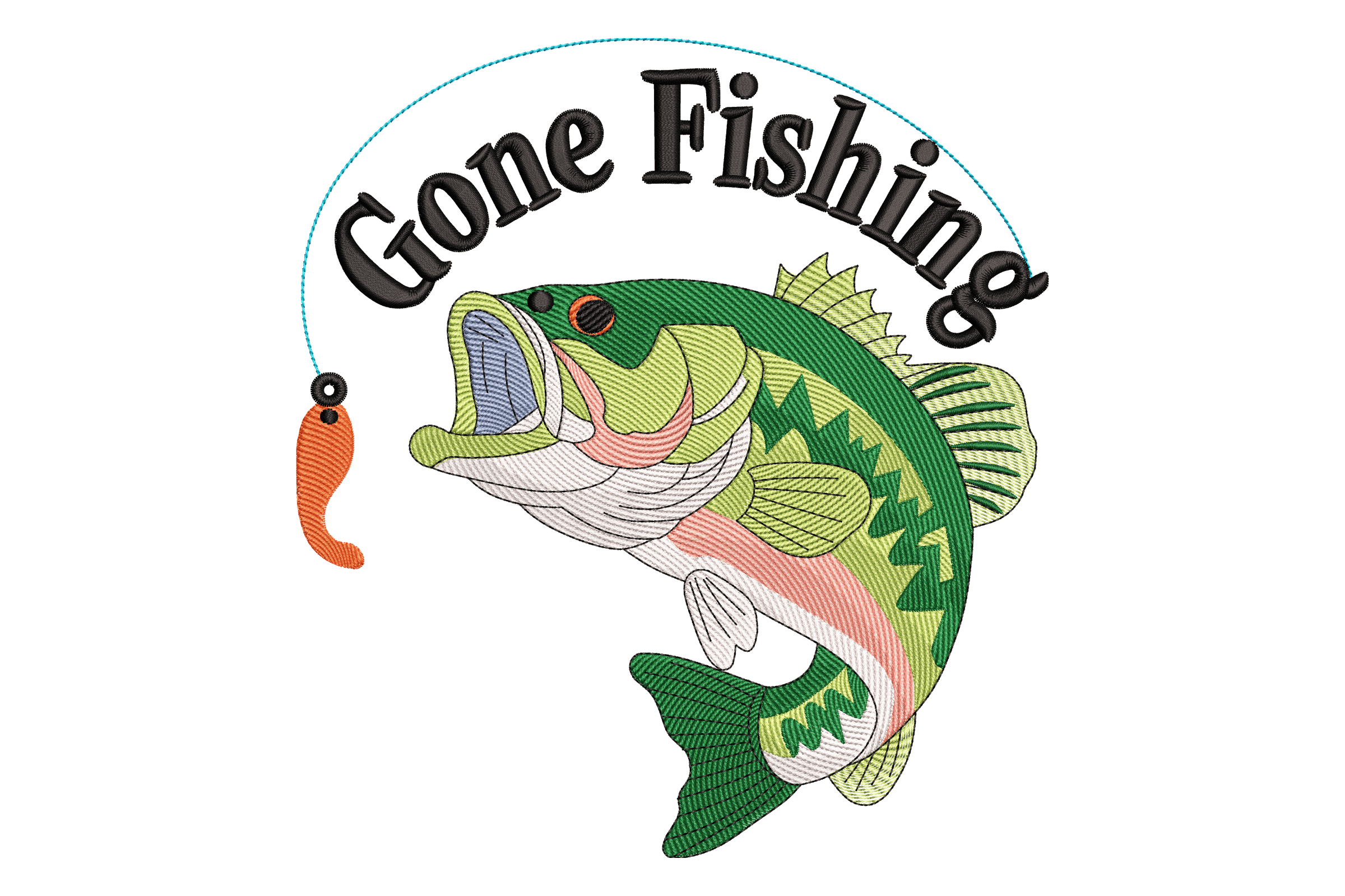Gone Fishing Bass – Machine Embroidery Design
