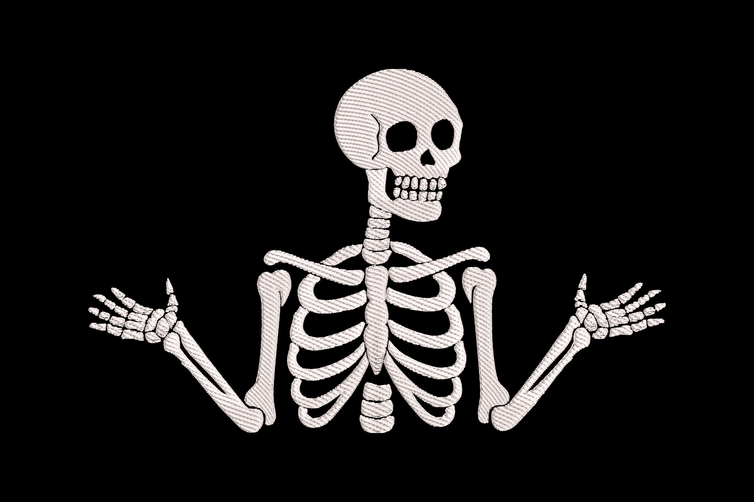Shrug Skeleton – Funny Halloween Embroidery Design