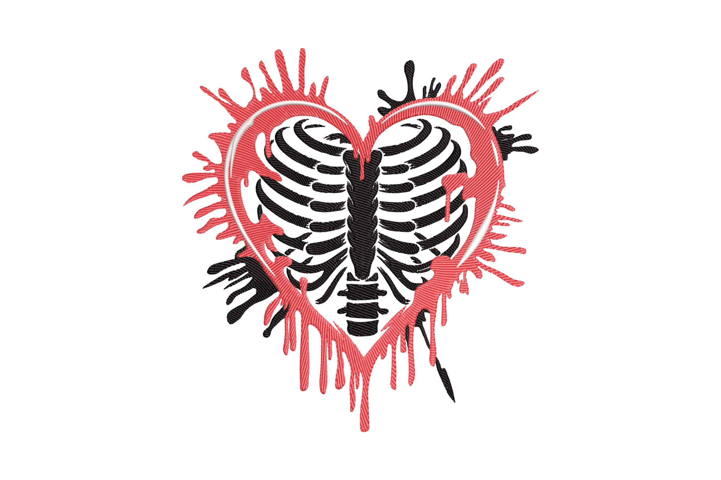 Bleeding Heart Ribcage – Gothic Skeleton Embroidery Design