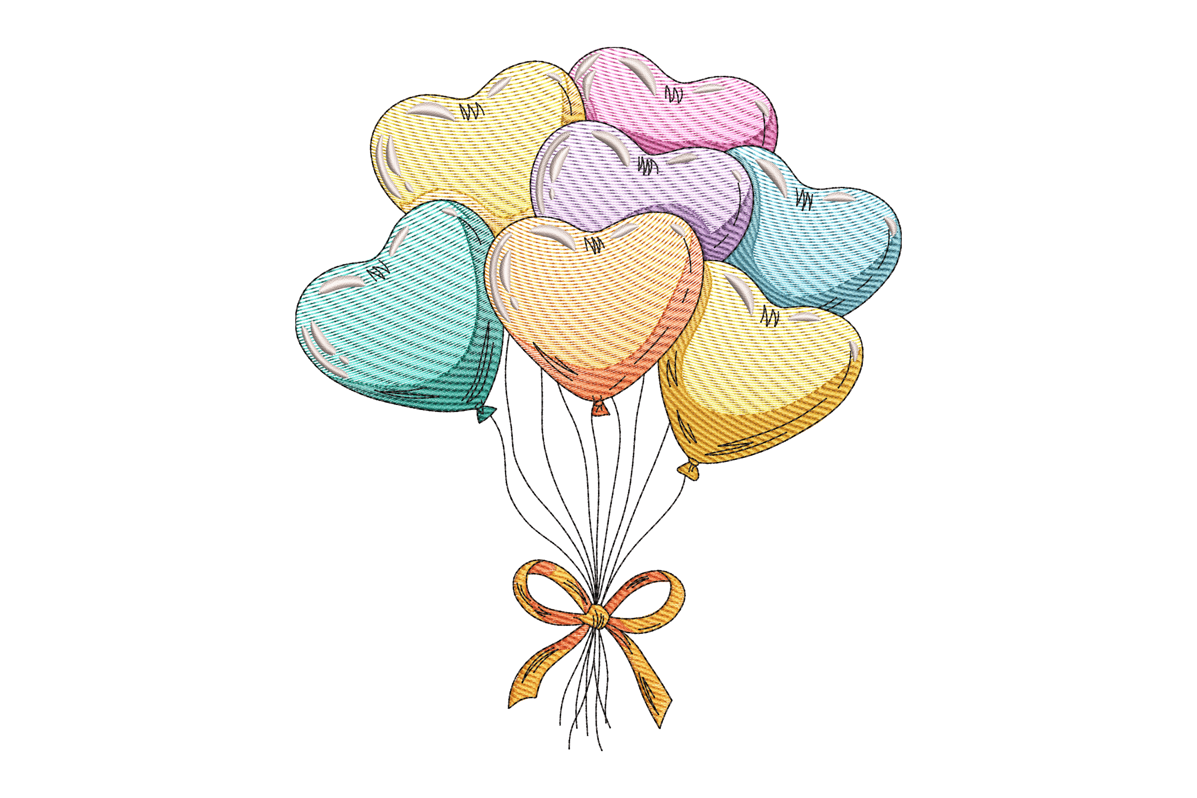 Pastel Heart Balloons – Cute Kids Embroidery Design