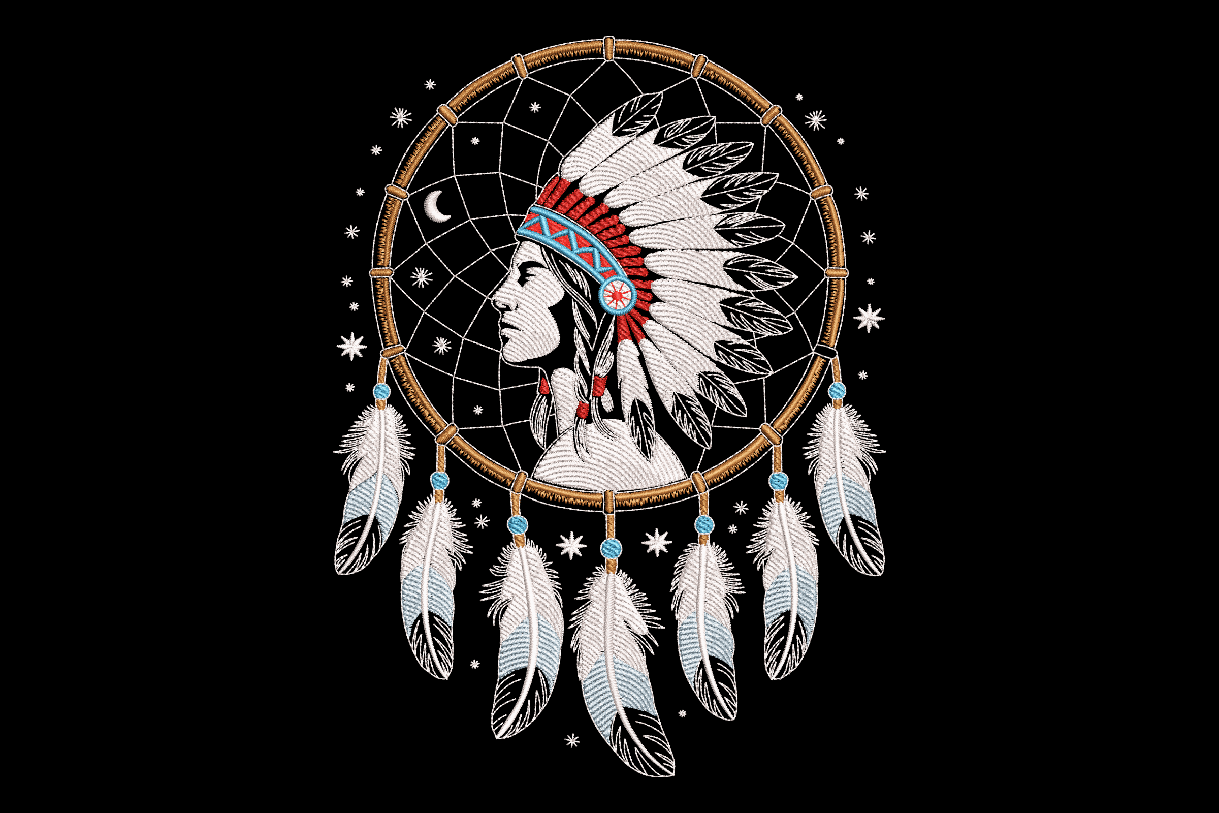 Native Chief Dreamcatcher – Tribal Embroidery Design