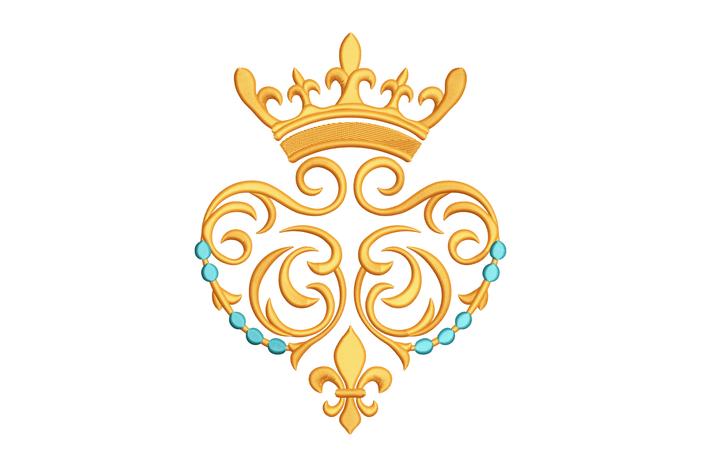 Ornate Royal Crown – Elegant Fleur De Lis Embroidery Design