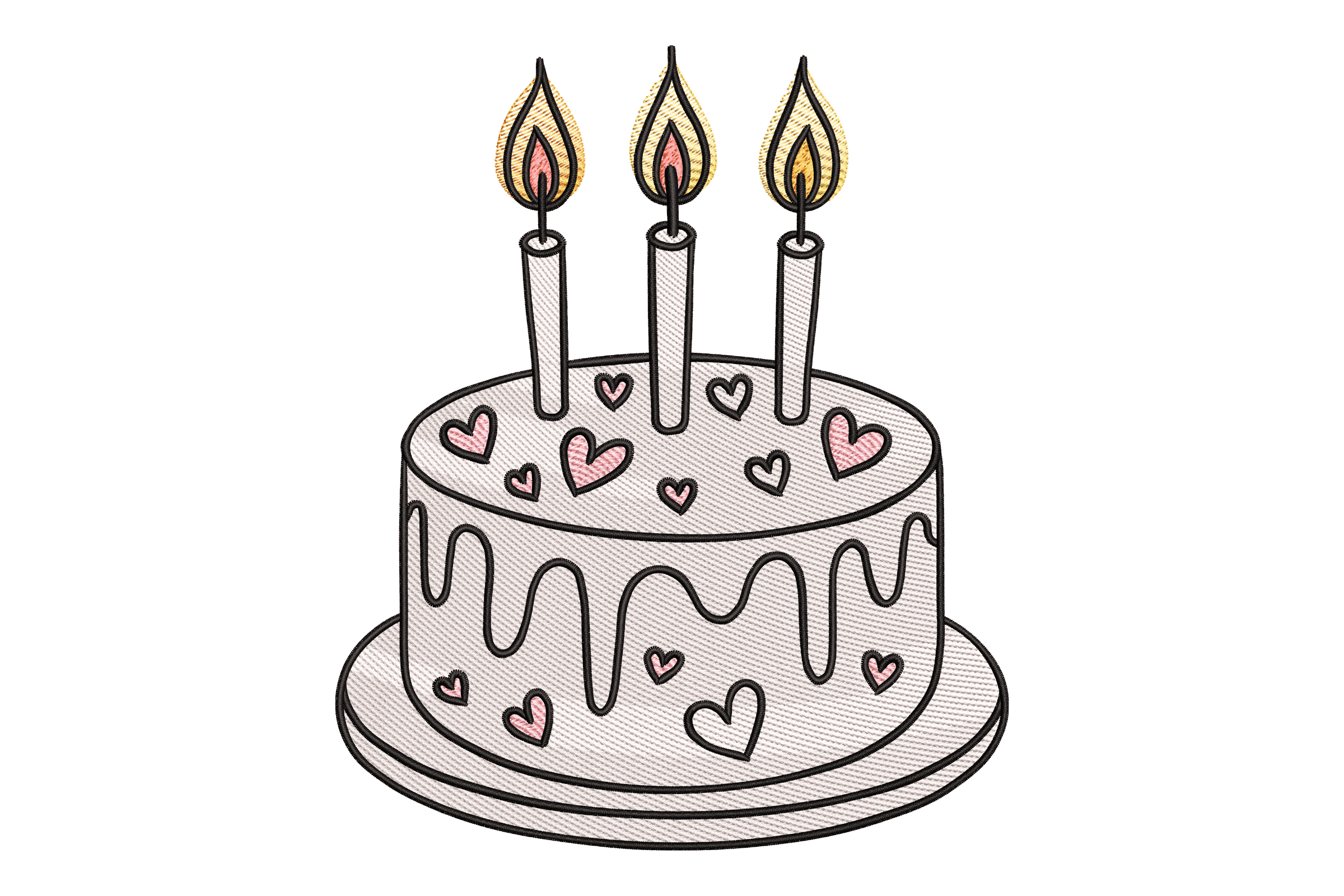 Lovely Heart Birthday Cake – Cute Celebration Embroidery Design