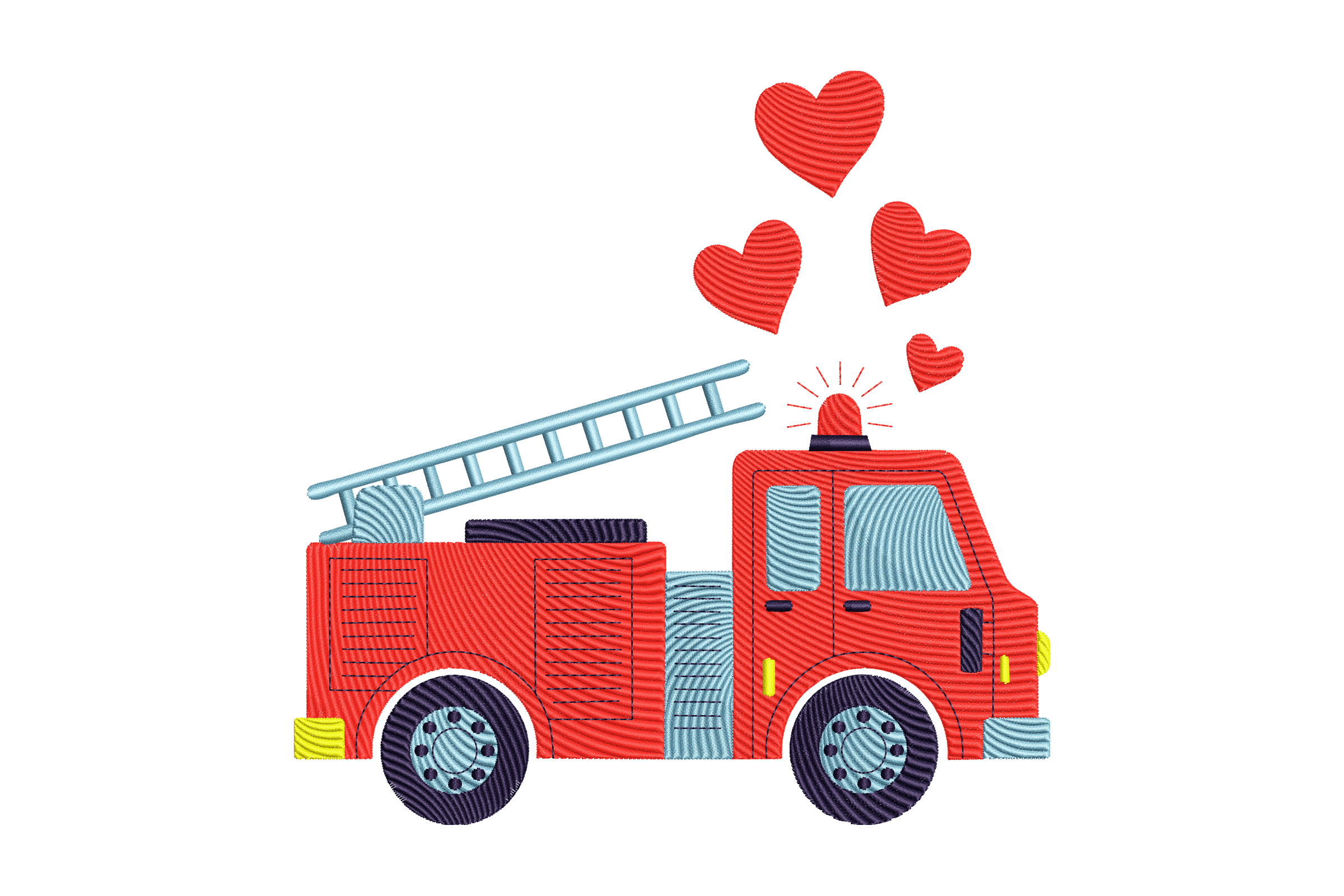 Fire Truck with Hearts – Cute Kids Embroidery Design