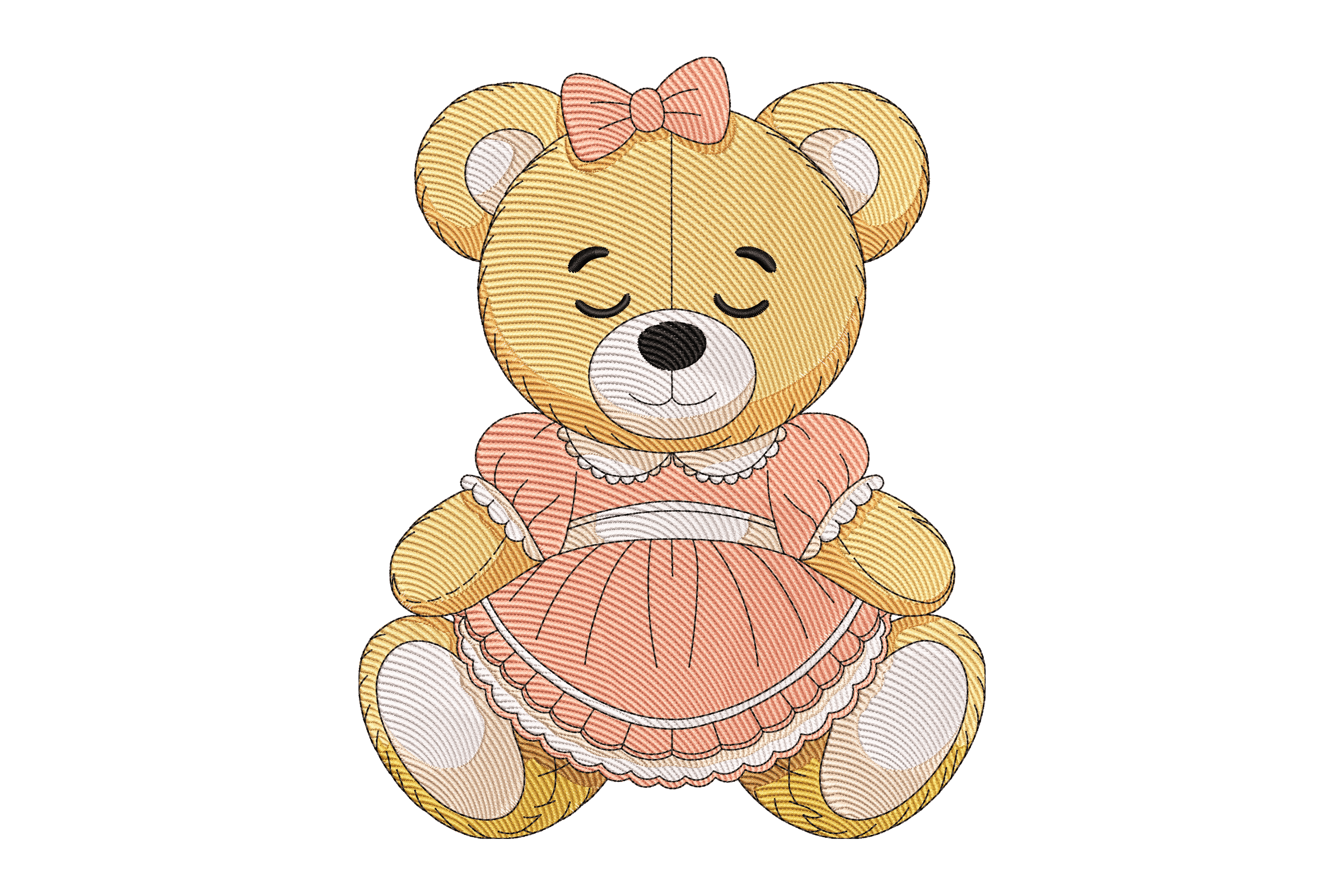 Cute Teddy Bear Girl – Kids Embroidery Design