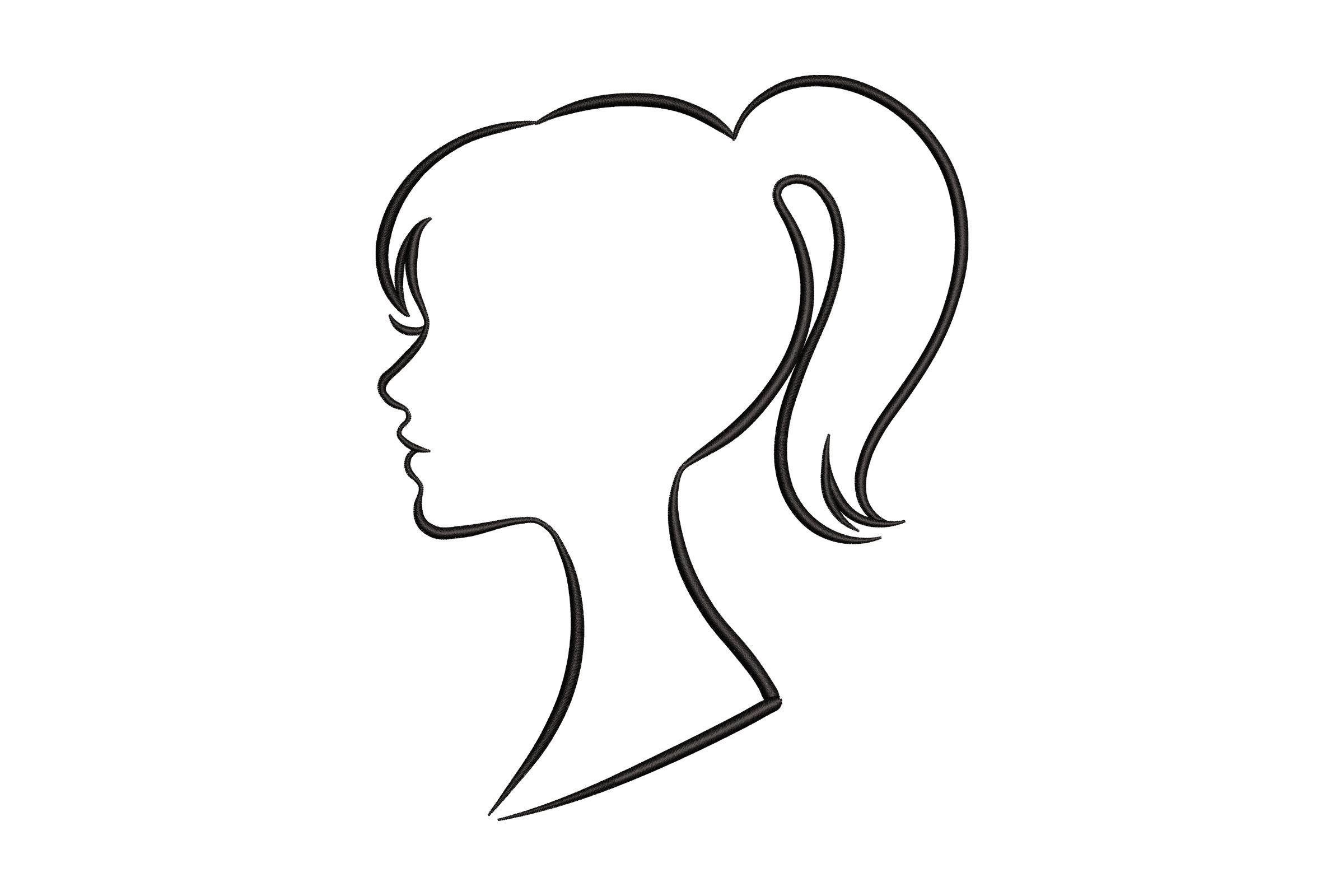 Elegant Girl Silhouette – Minimalist Profile Embroidery Design