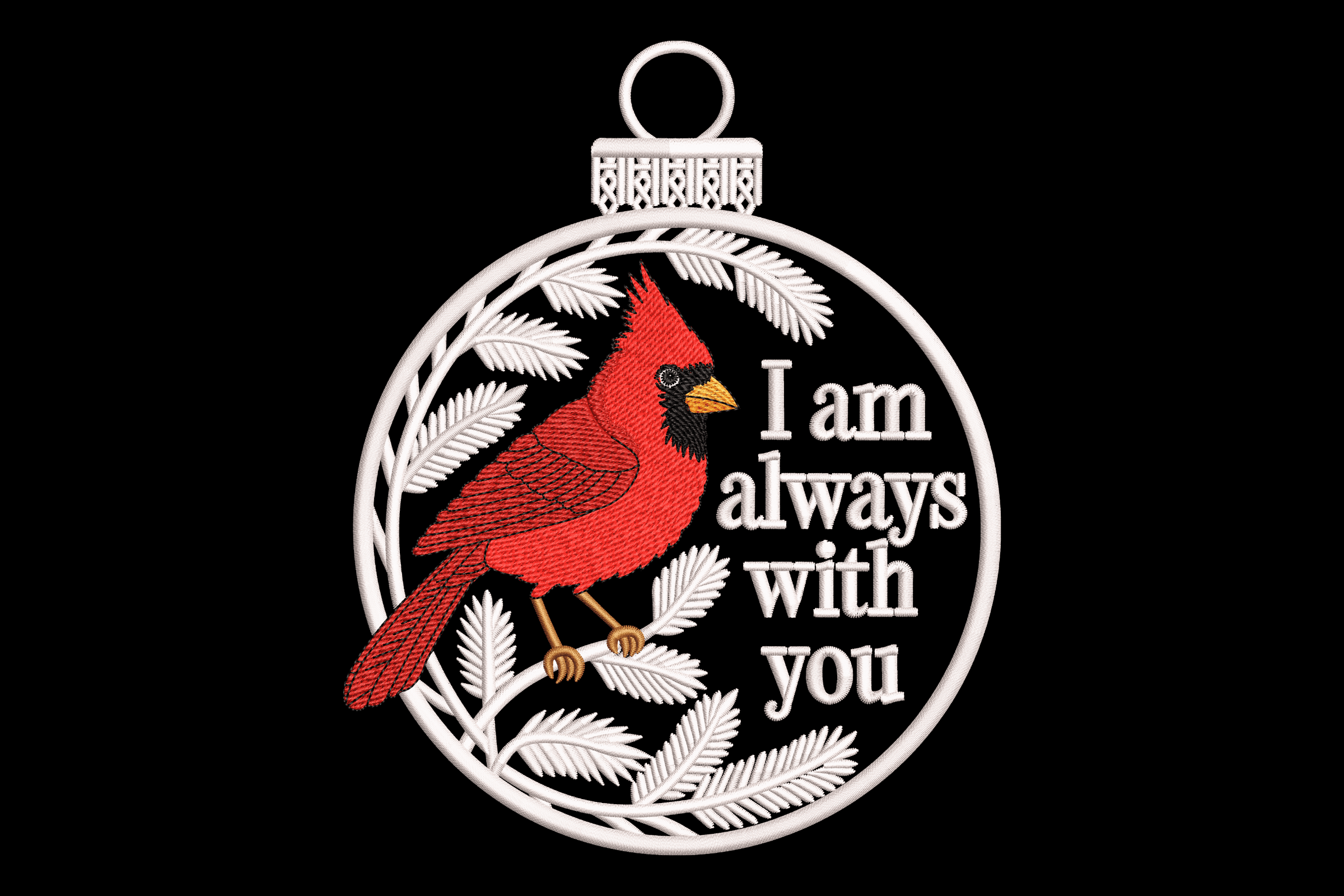 Cardinal Christmas Ornament – Memorial Embroidery Design