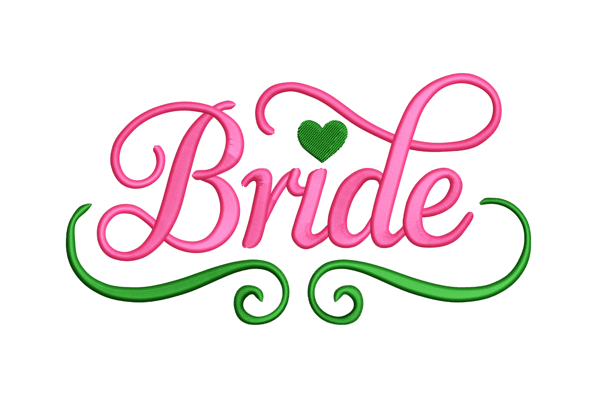 Bride with Green Heart – Elegant Wedding Embroidery Design