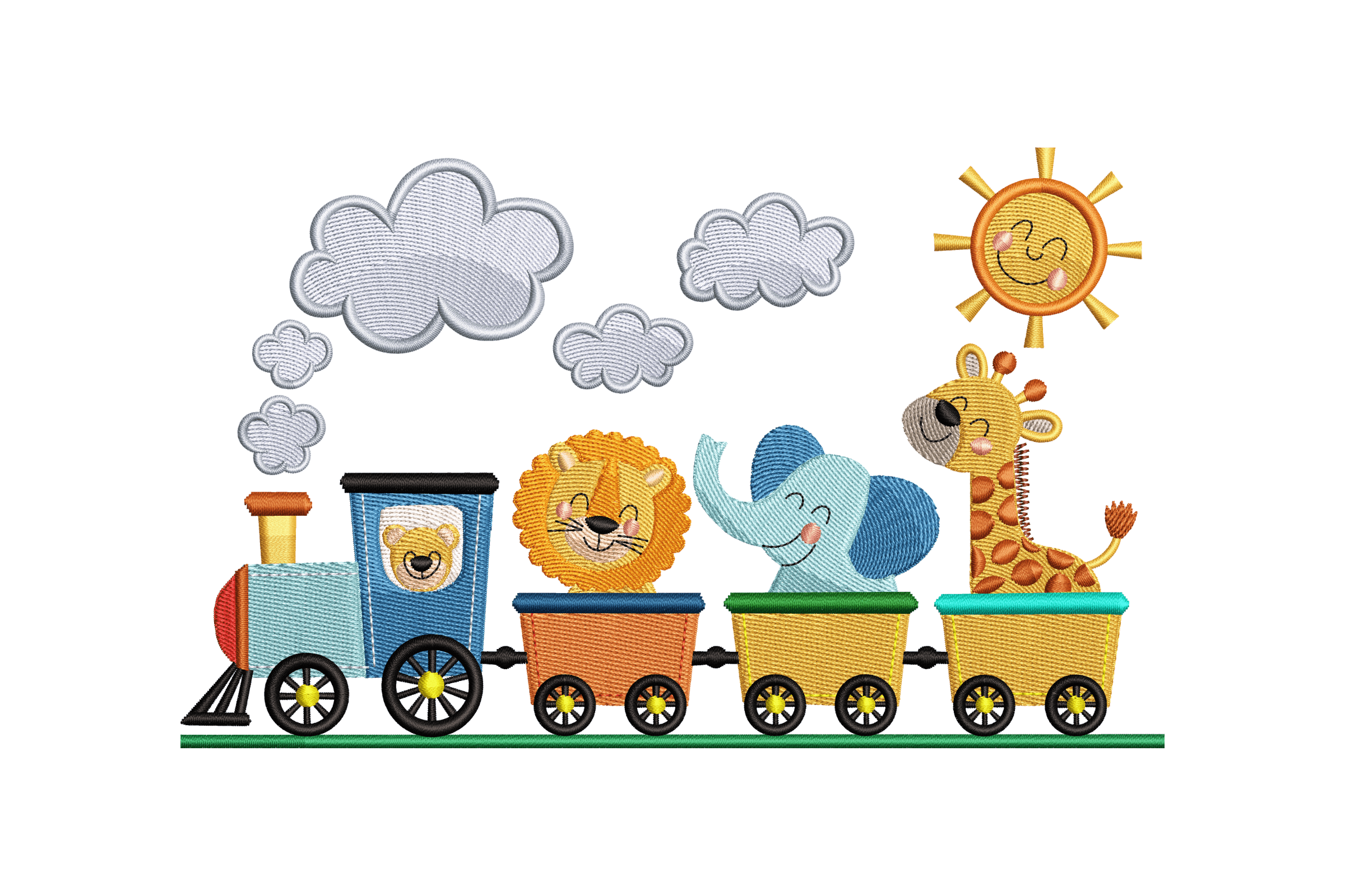 Safari Animal Train – Cute Kids Zoo Embroidery Design