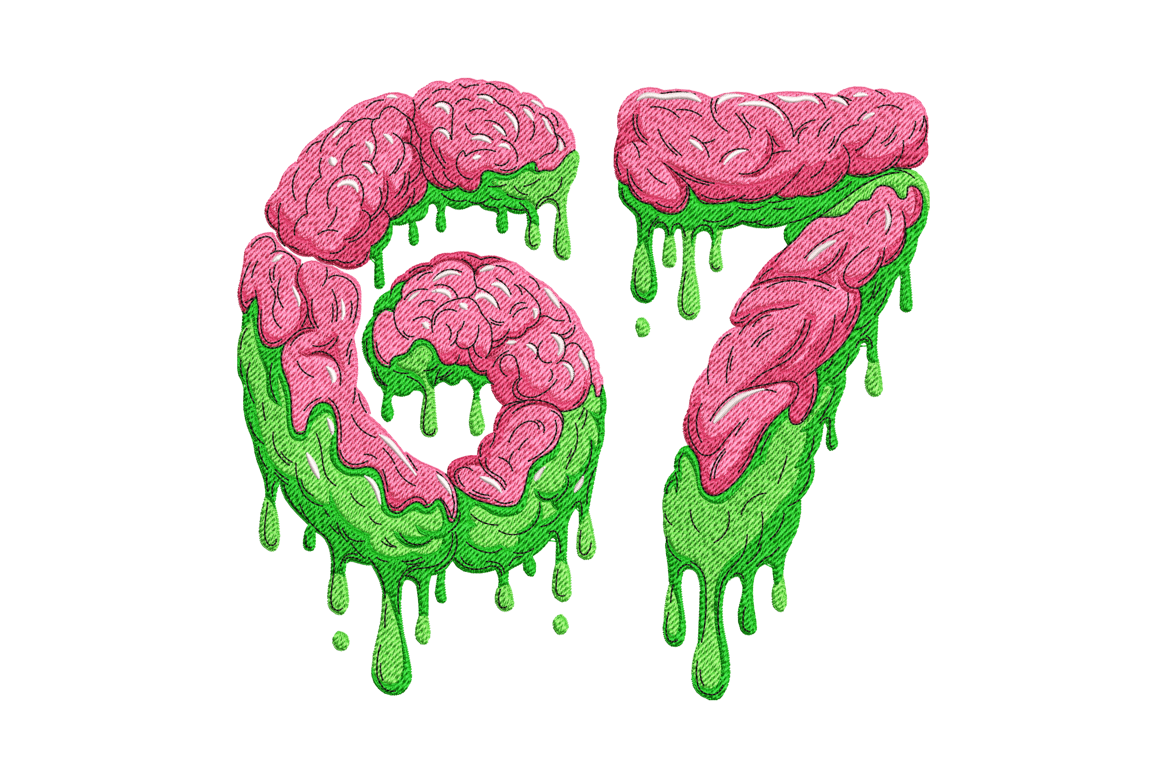 Zombie Brain Number 67 – Halloween Embroidery Design