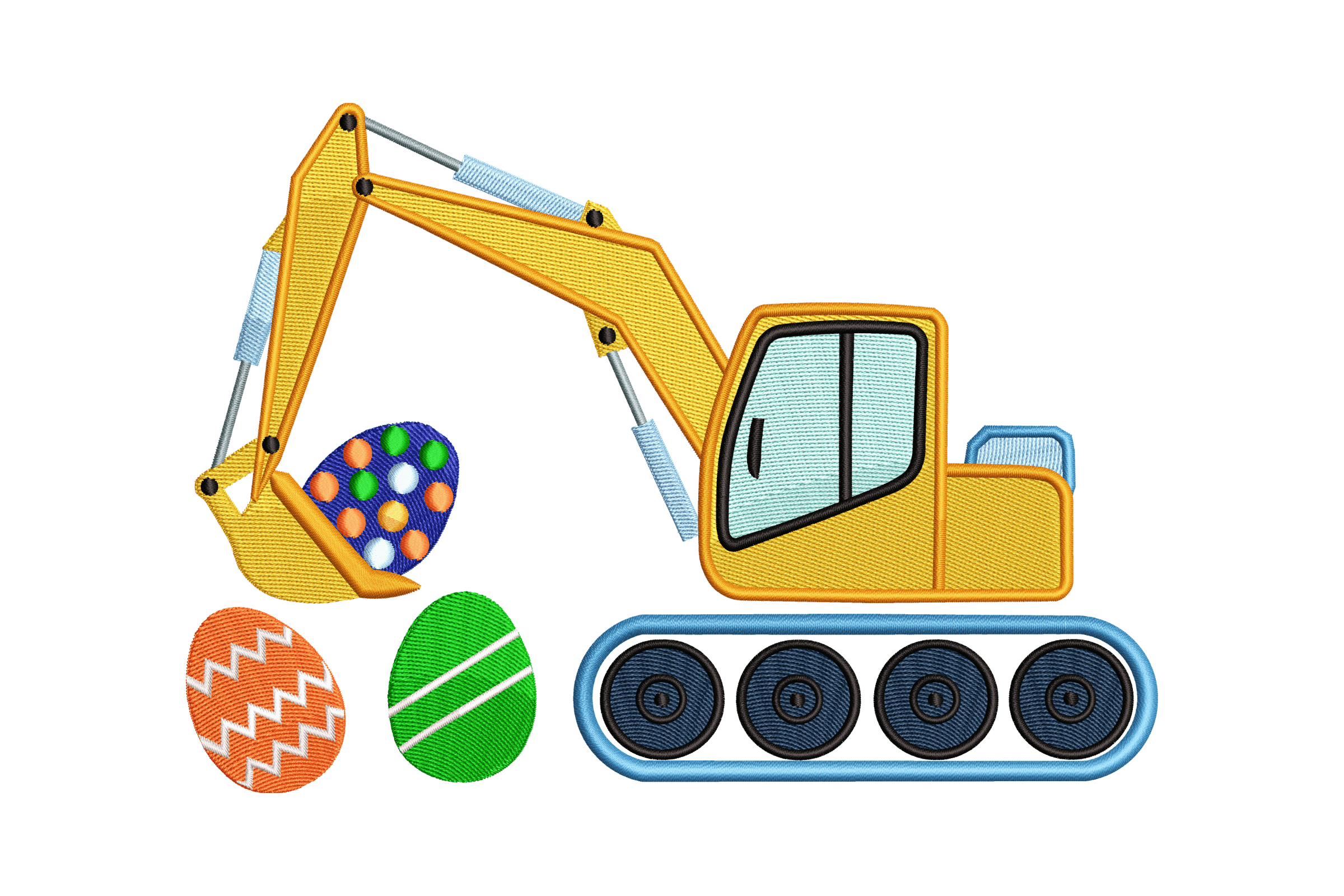 Easter Excavator – Cute Construction Embroidery Design